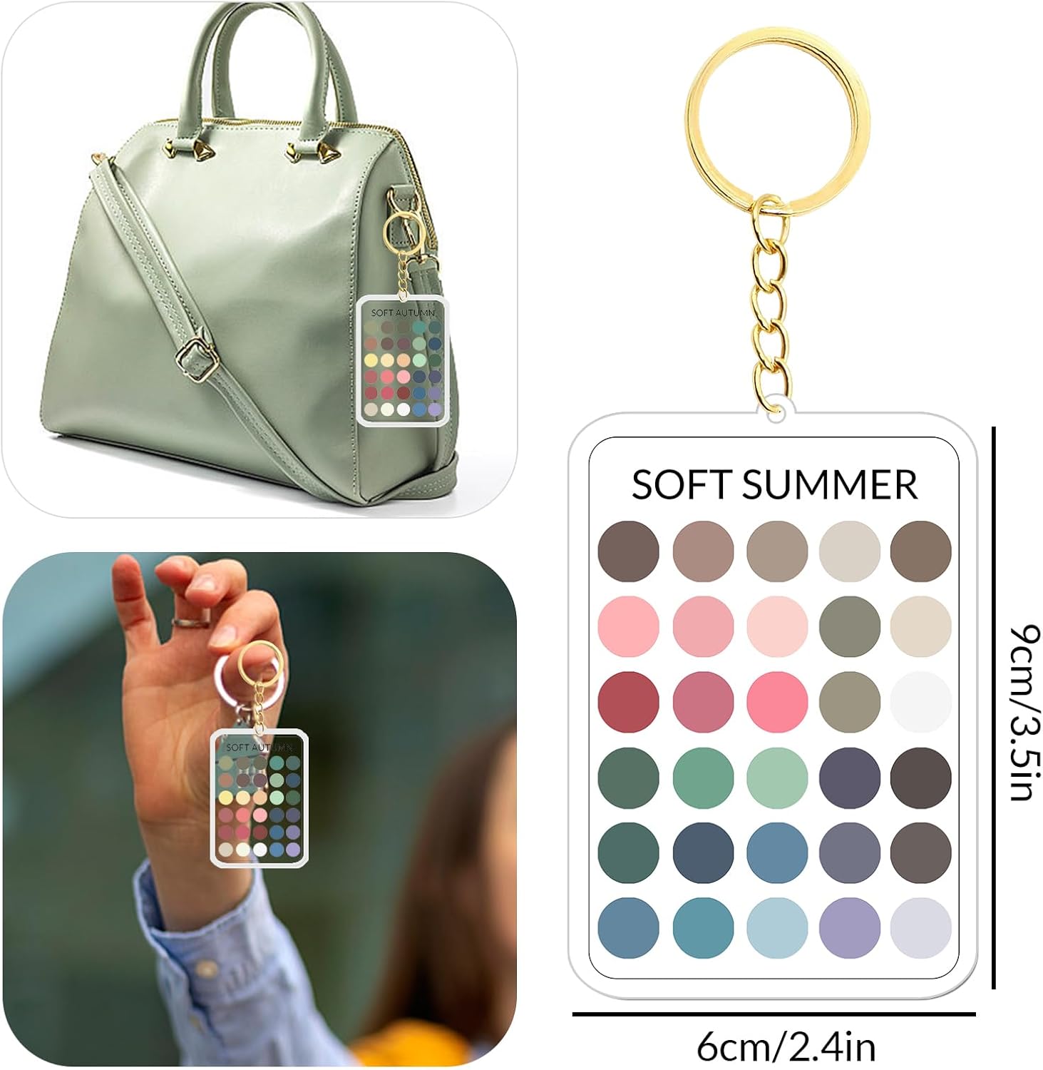 Clear Acrylic Season Color Analysis Swatches Keychain,Season Color Palette Card,Gifts for Fashion Lovers image 3