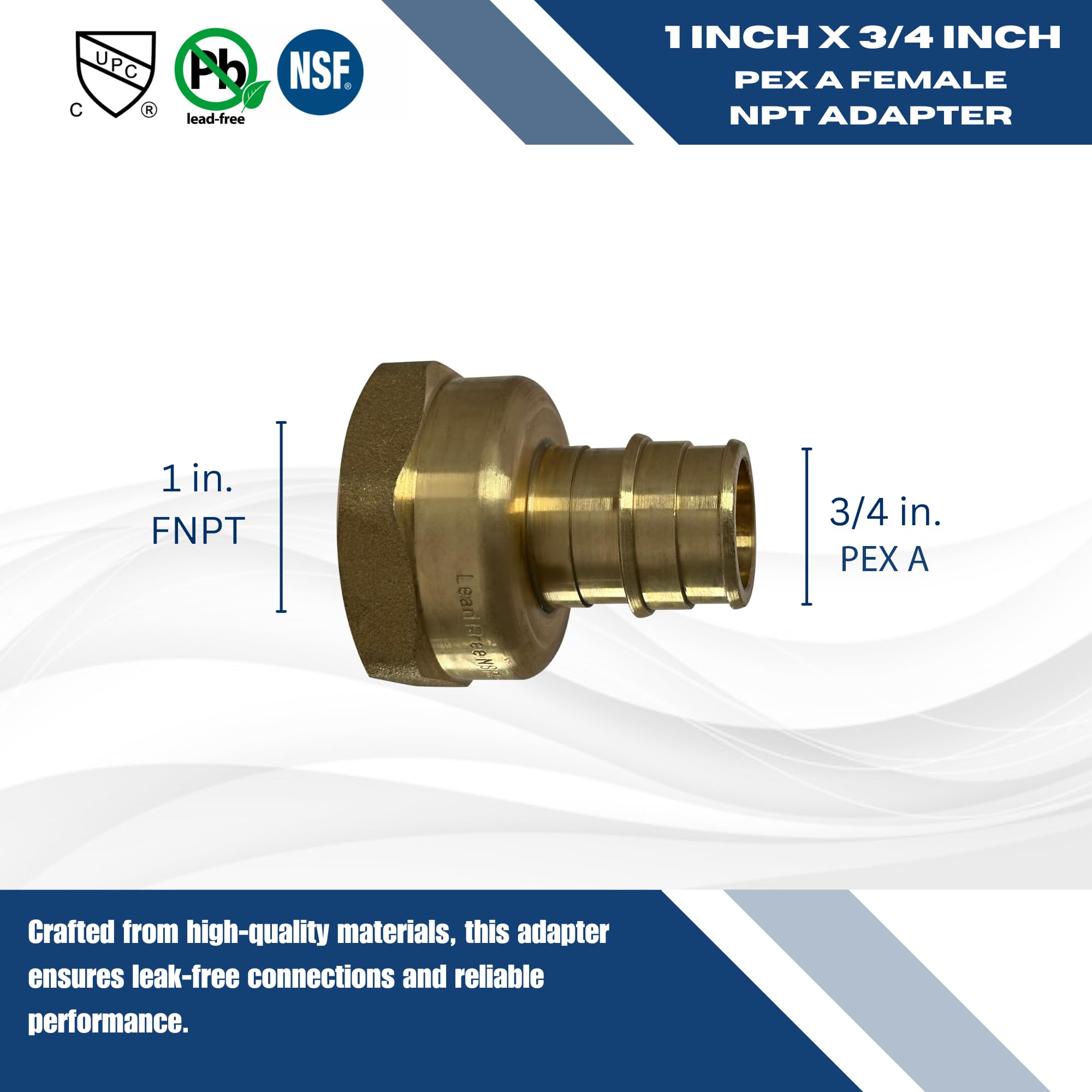 1 Piece XFITTING 3/4'' Pex A Expansion X 3/4'' Male NPT Adapter, For Uponor (Wirsbo), Sioux Chief, Propex Male Ect., 0.75 Inch