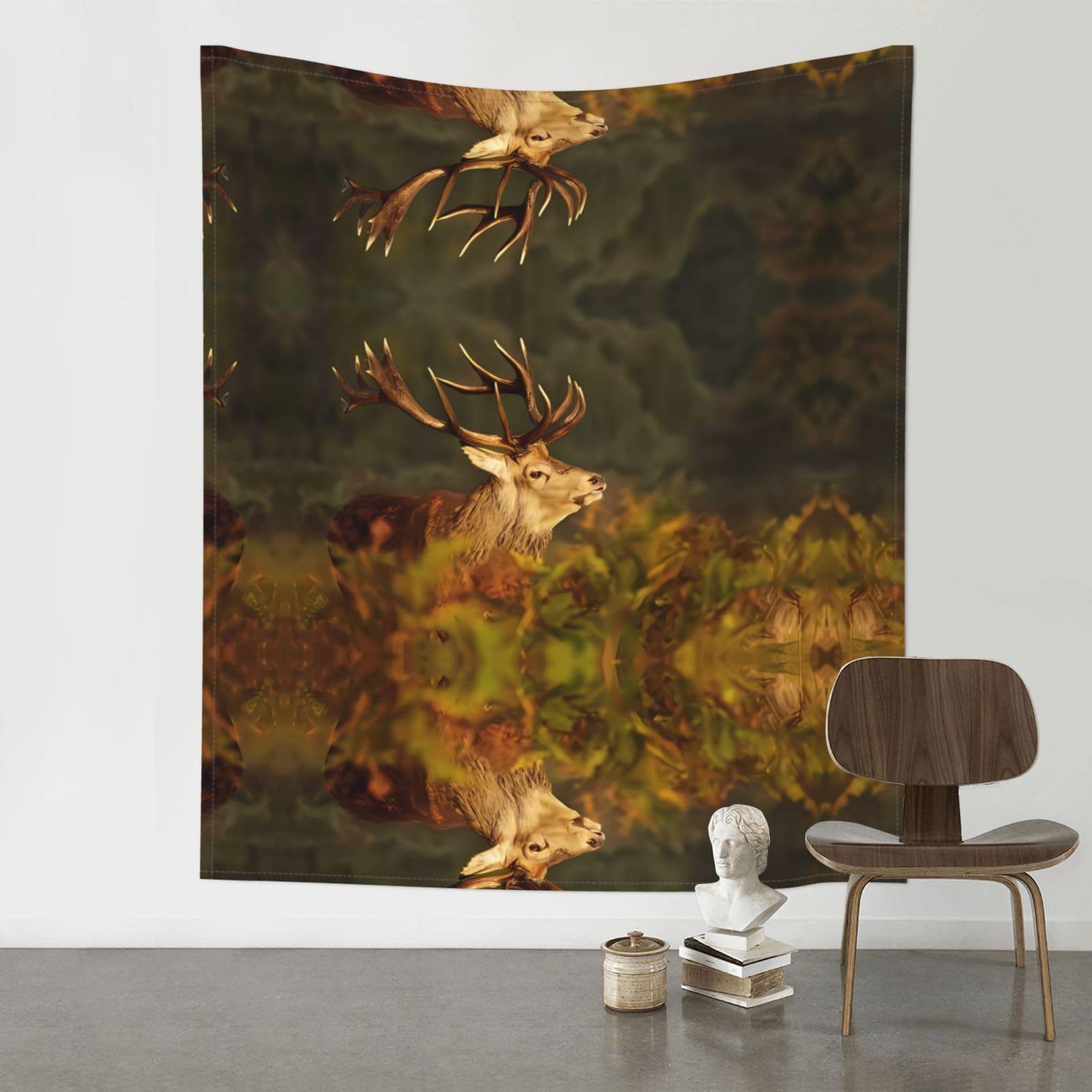 HJFCZH Animal Deer Prints Wall Tapestry 60x51in – Boho Decor Throw for Bedroom, Dorm, Beach Cover & Picnic Blanket