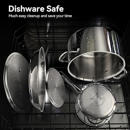Miniatura 5 de Duxtop Juego de utensilios de cocina de inducción de acero inoxidable de tres capas para todo el mundo juego de 9 ollas y sartenes de cocina