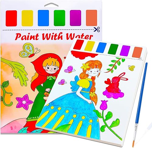 BAOXUE Libros para colorear de agua para niños de 4 a 8 años, libro de pintura con agua para niños pequeños, papel de pintura de acuarela para niños