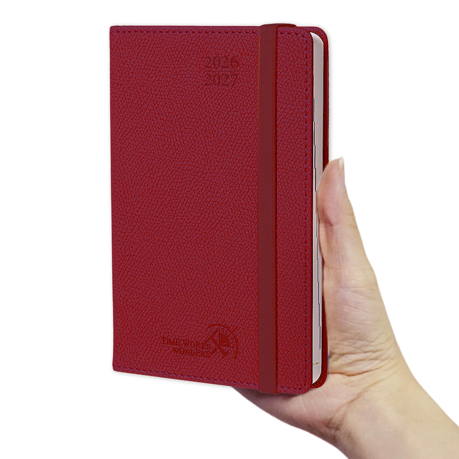 POPRUN A6 Academic Diary 2026-2027 Hardback Week to View (16x10.5 cm) 26/27 Horizontal Weekly Planner 17 Months (Aug'26 - Dec'27) Mid Year, Inner Pocket(Burgundy) โ image 1