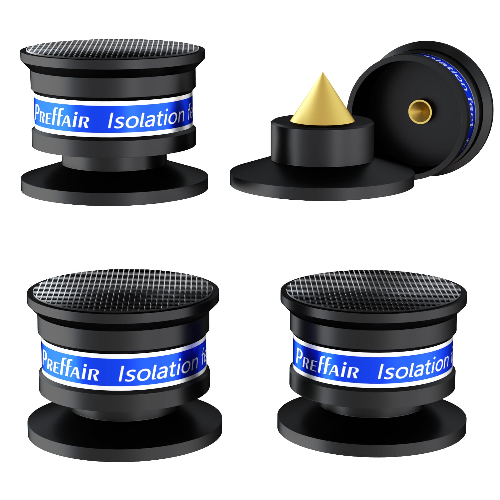 Preffair Audiophile Speaker Isolation Spikes Aluminum Record Player Shock Absorber Speaker Floor Protector Mat Adjustable Subwoofer Anti Vibration Pads Non-Slip LP Vinyl Record Player Base