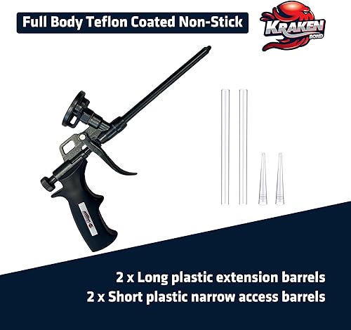 Miniatura 3 de Pistola de espuma Kraken Bond PRO - Pistola dispensadora de espuma de 20 cm duradera para contratistas y aficionados, revestimiento antiadherente de