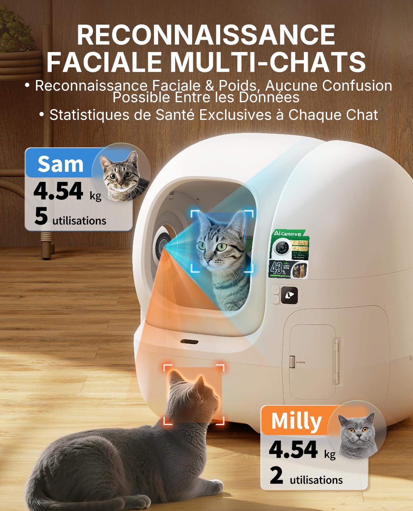 PETKIT PUROBOT MAX PRO 2 Litiere Chat Autonettoyante, Bac Litière Autonettoyante Nouvelle Amélioré avec Caméra, Entrée plus Grande,Wi-FI 2,4GHz&5GHz,Nettoyage et Suivi de Santé AI,pour Plusieurs Chats