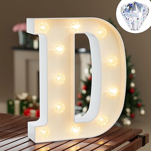 Miniatura 9 de Letras de marquesina LED blancas, letras iluminadas de marquesina con bombilla de diamante para decoración de Navidad, boda, letrero iluminado para