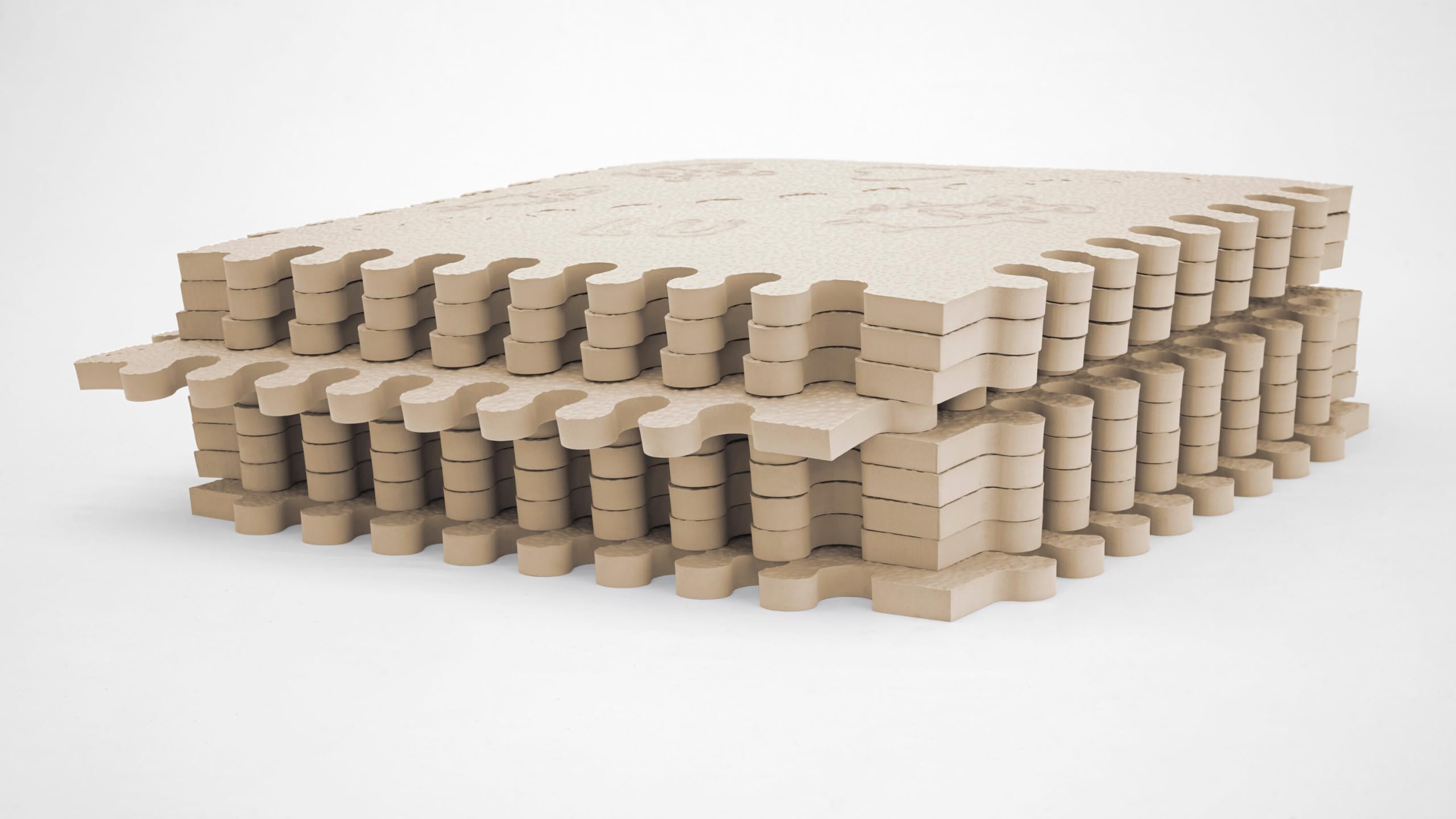 LuBabymats - Tappeto puzzle per bambini in schiuma EVA, imbottitura extra, colore beige