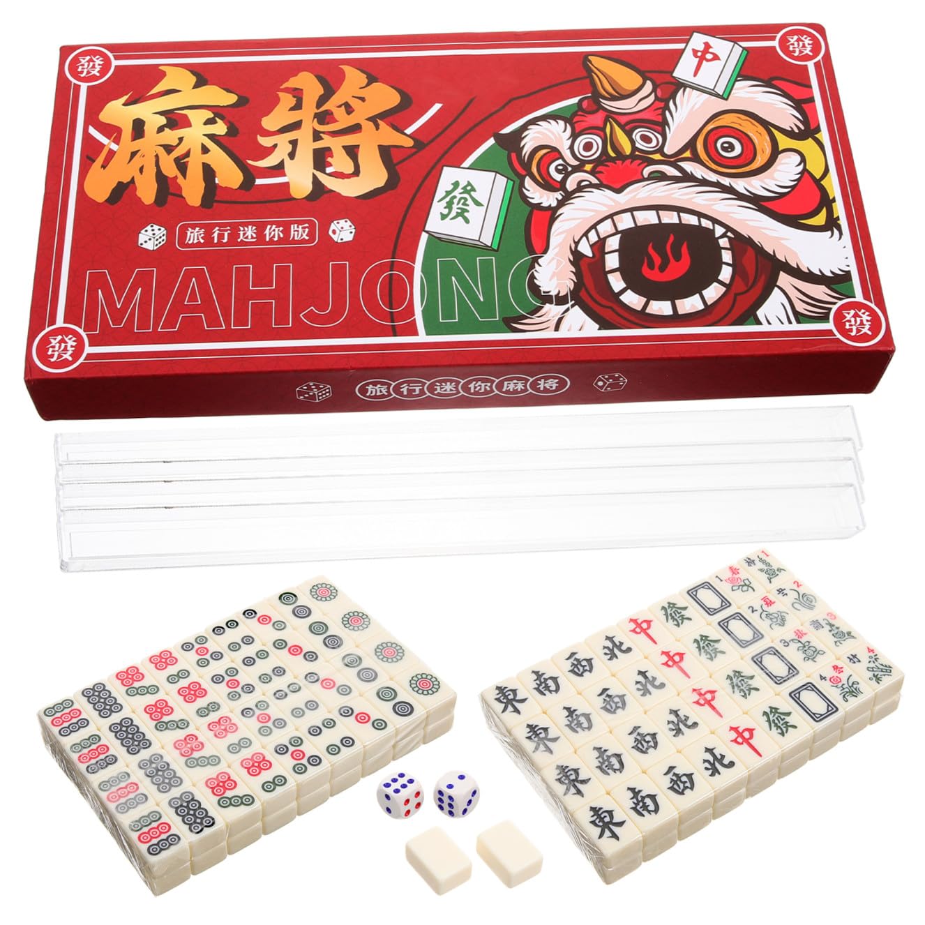 Toddmomy Mini Mahjong Set Tragbar Leicht Kompakt mit Aufbewahrungsbox Kleines Reise Spiel Chinesisches Majong für Zuhause und Party Praktisches Tischspiel für Familien und Unterwegs