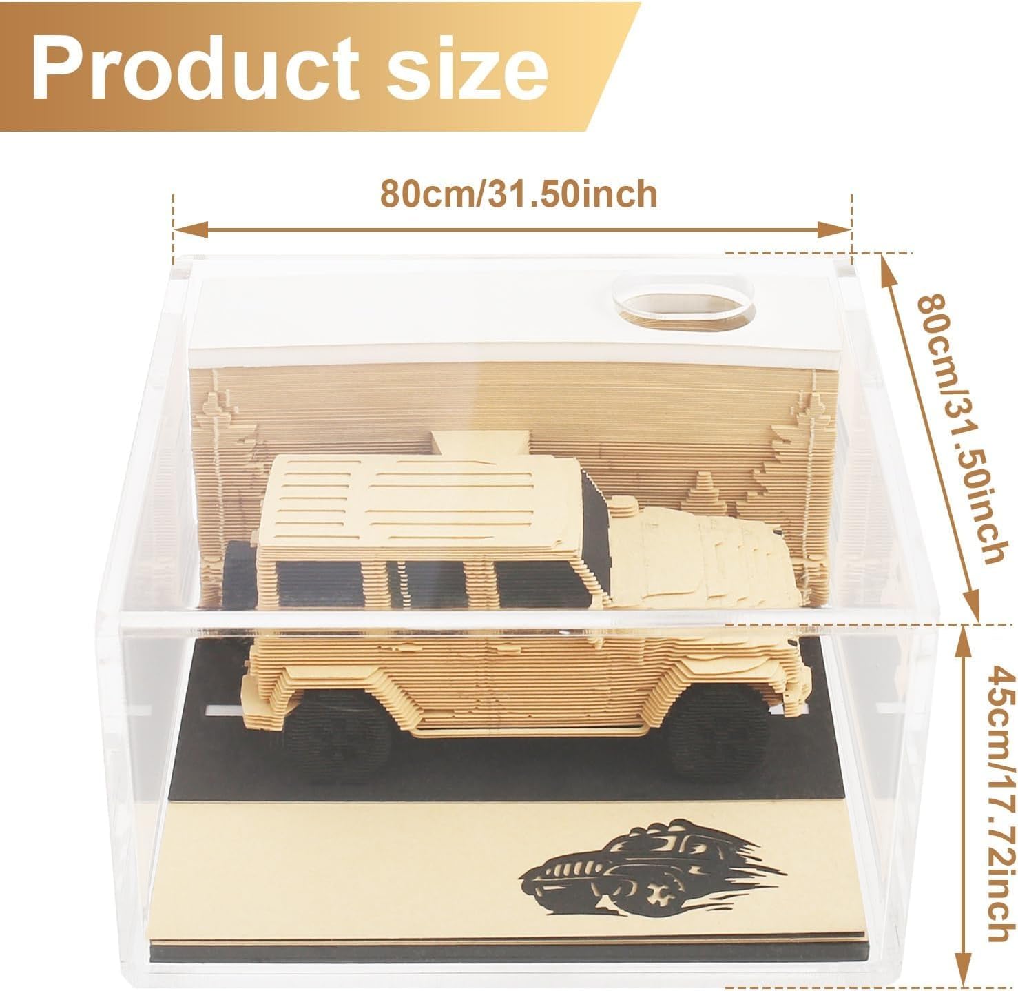 Czas części kalendarza, kalendarz komputerowy 3D 2025 ze światłem LED kalendarz artystyczny 3D kalendarz 3D papier rzeźba sztuka notatnik prezent do dekoracji komputera