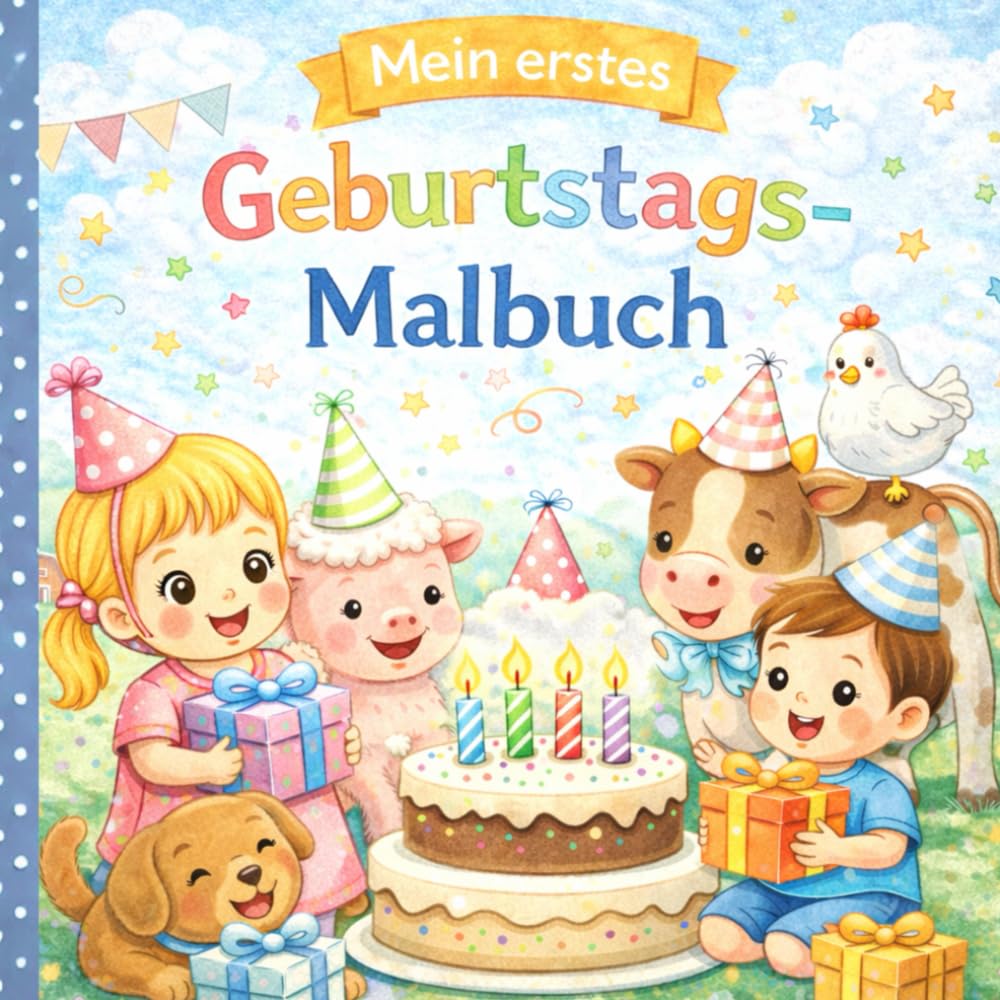 Mein erstes Geburtstags - Malbuch: Liebevolles Ausmalbuch für Kinder ab 2 Jahren – einfache Motive mit Kuchen, Geschenken, Ballons und fröhlichem Partyspaß