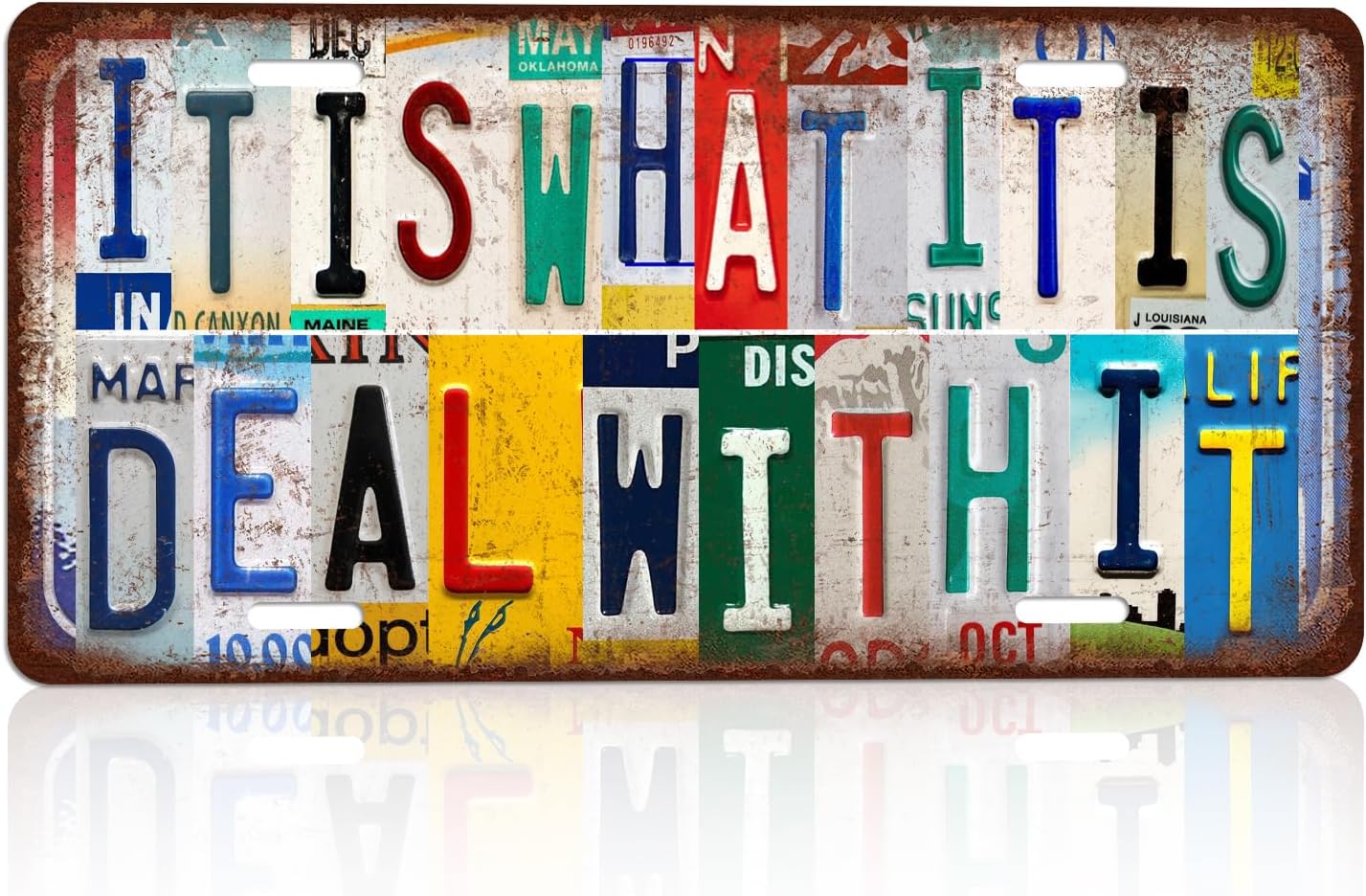 Vintage It Is What It Is Deal With It Wall Decor License Plate Metal Sign Tin Signs,12x6 Inch Aluminum