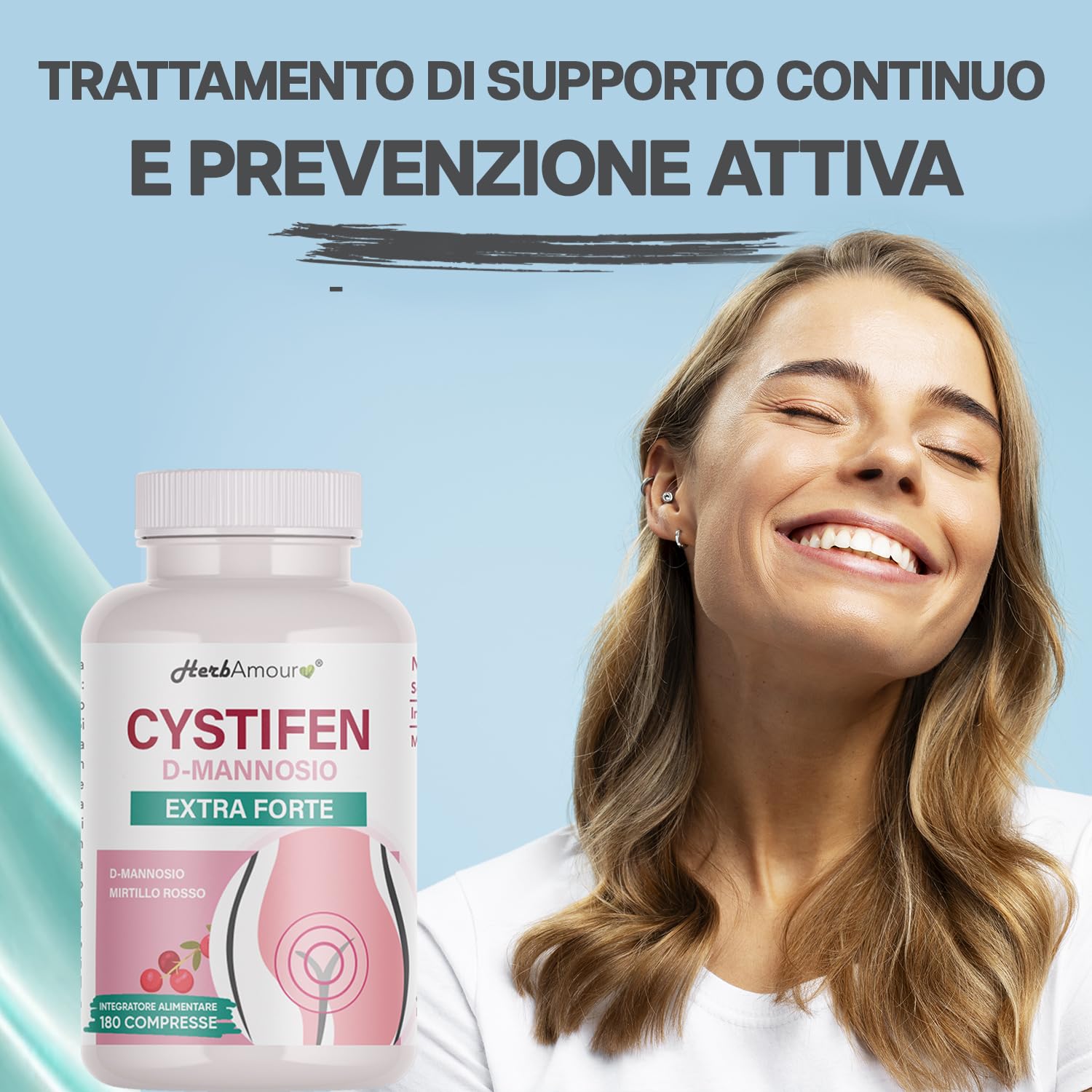 D-MANNOSIO (Dura 6 Mesi) 180 Compresse Alto Dosaggio e Assorbimento I D-Mannosio Da 500 mg. + Mirtillo Rosso E.S. Da 40 mg. | Senza Glutine, Lattosio, Zuccheri e Soia