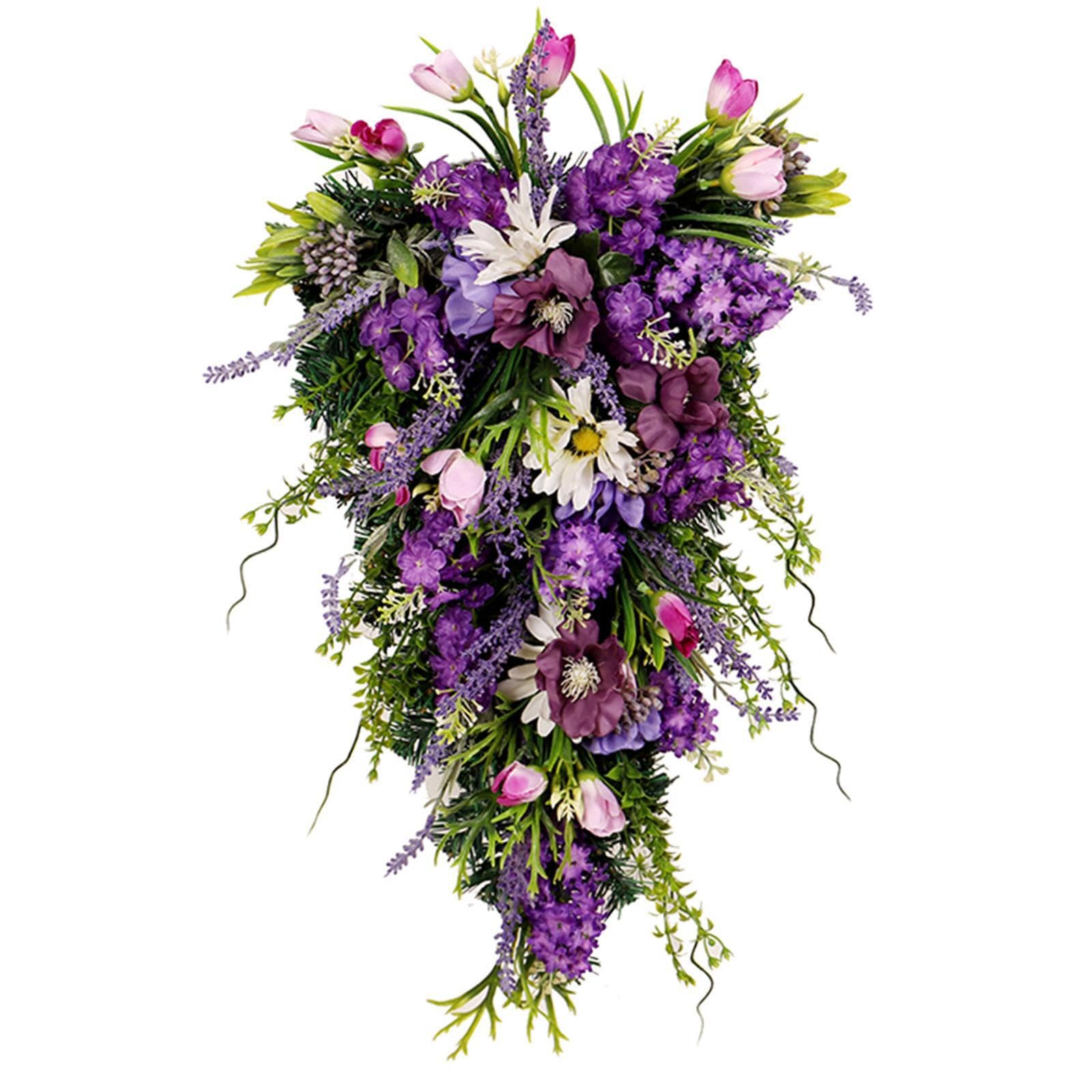 PIXZCSA Stunning Outdoor Spring Summer Floral Teardrop Swag Bringing Bright Hues To Front Door Wreath Decor Fireplace Floral Celebration Wedding Party Anniversary