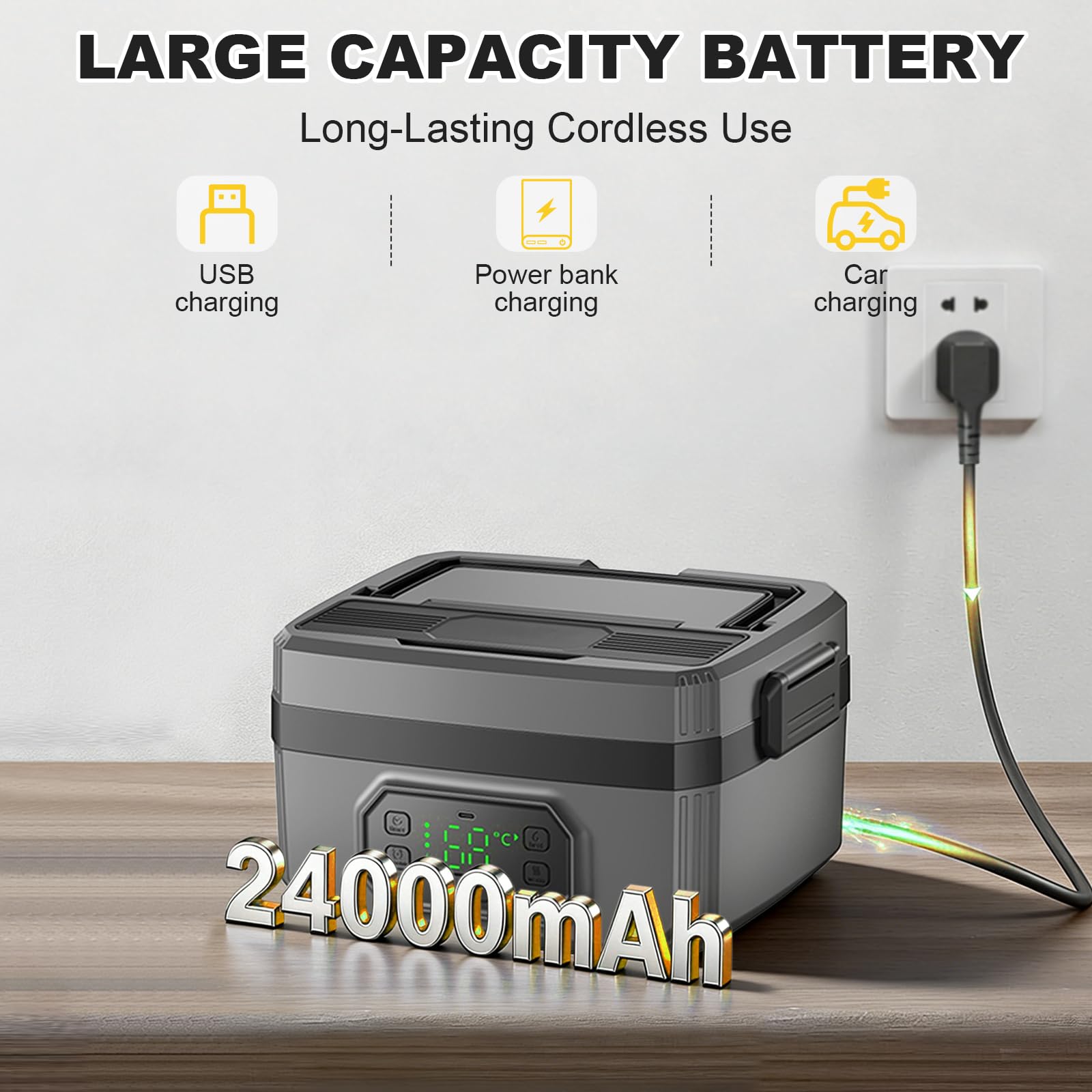 LIROPAU Contenitore per il pranzo elettrico, portatile, 1,6 l, con timer e funzione di riscaldamento regolabile, per lavoro, famiglia, campeggio, ufficio, auto, viaggi, cantieri