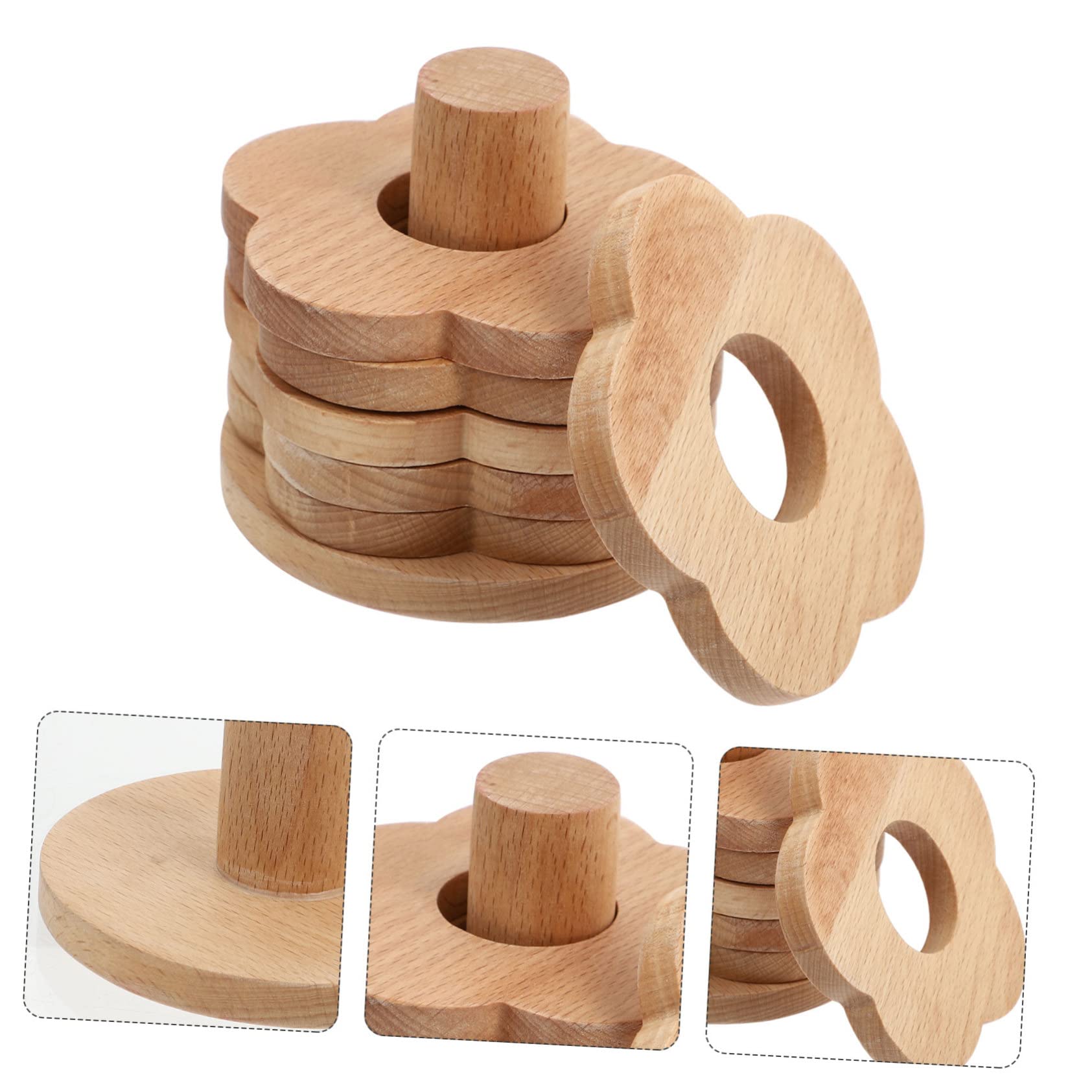 Posavasos de Madera Maciza en Forma de Flor, 7 Piezas