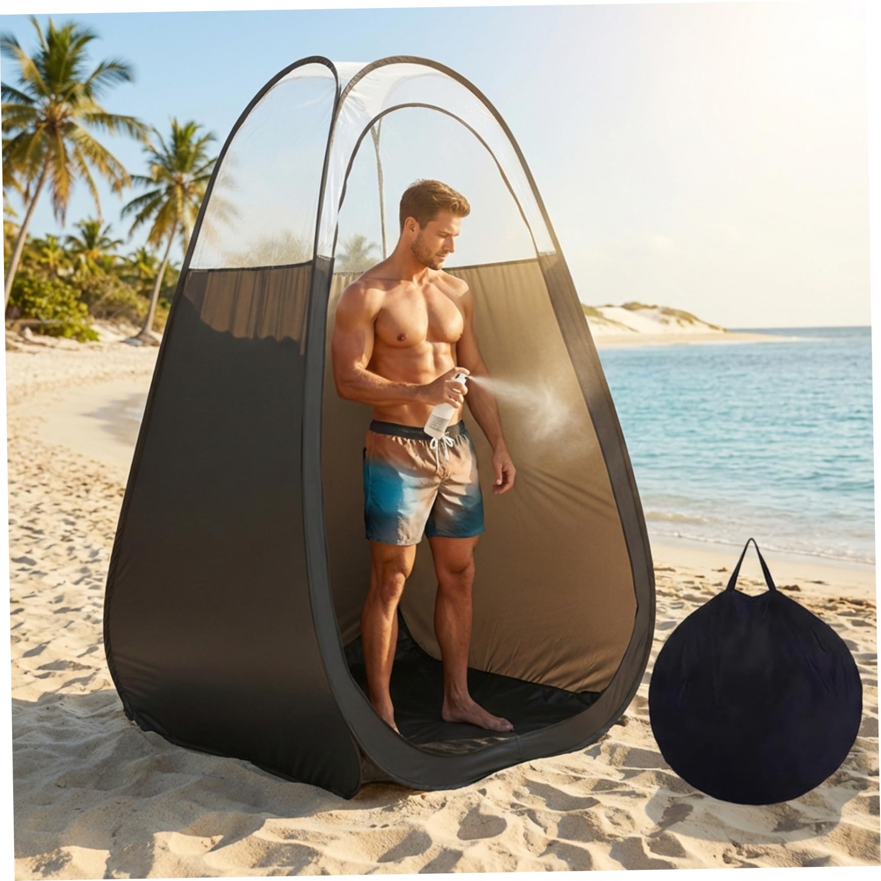 Tente de Bronzage par pulvérisation, Tente de Bronzage Pop-up Portable, Cabine d'intimité instantanée avec Sac Transport pour Douche et Change en Plein air, 47 x 47 x 75 Pouces