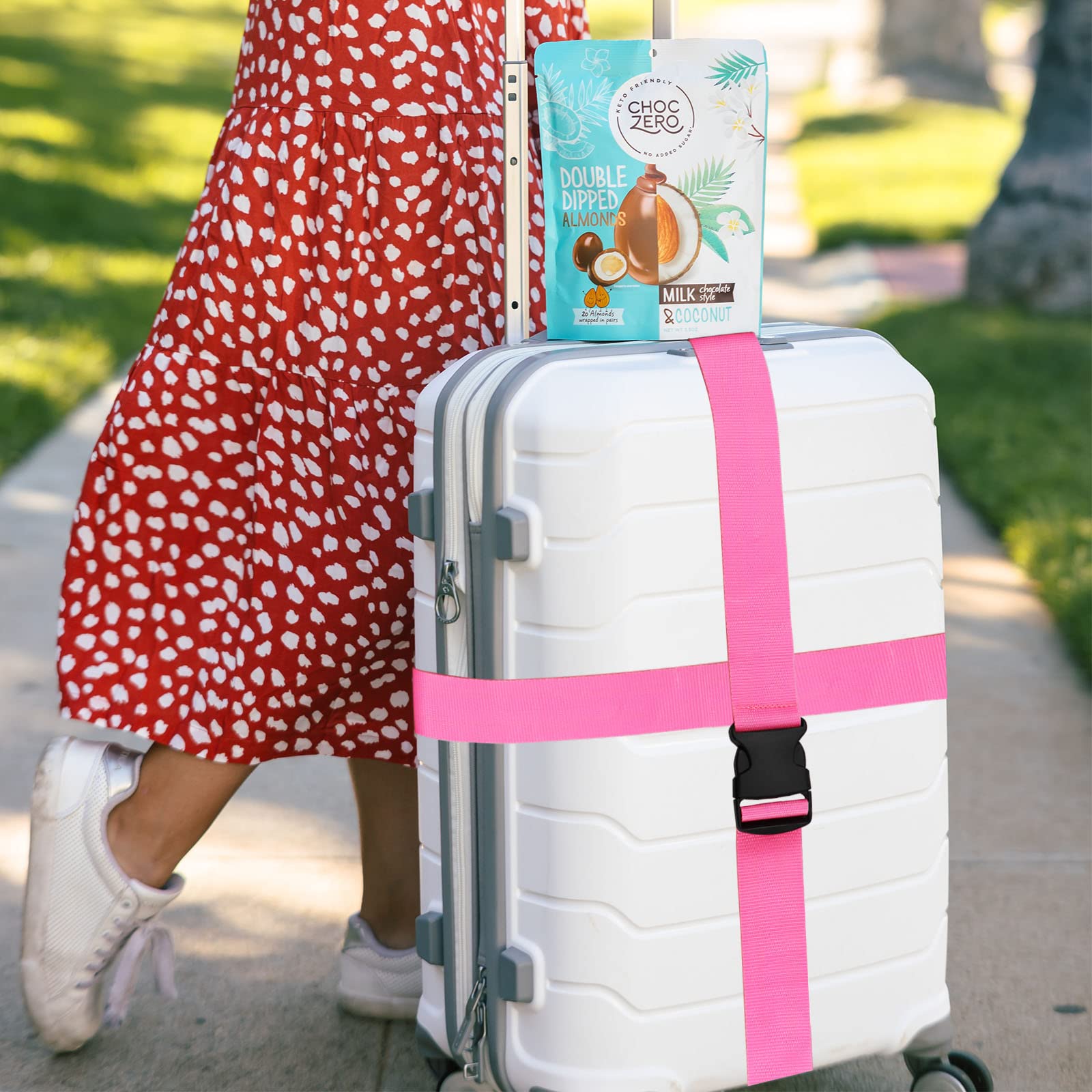Cinghie Per Valigia Personalizzate Rosa Con Lucchetto A Combinazione – Regolabili E Sicure Per Viaggiare Tranquilli