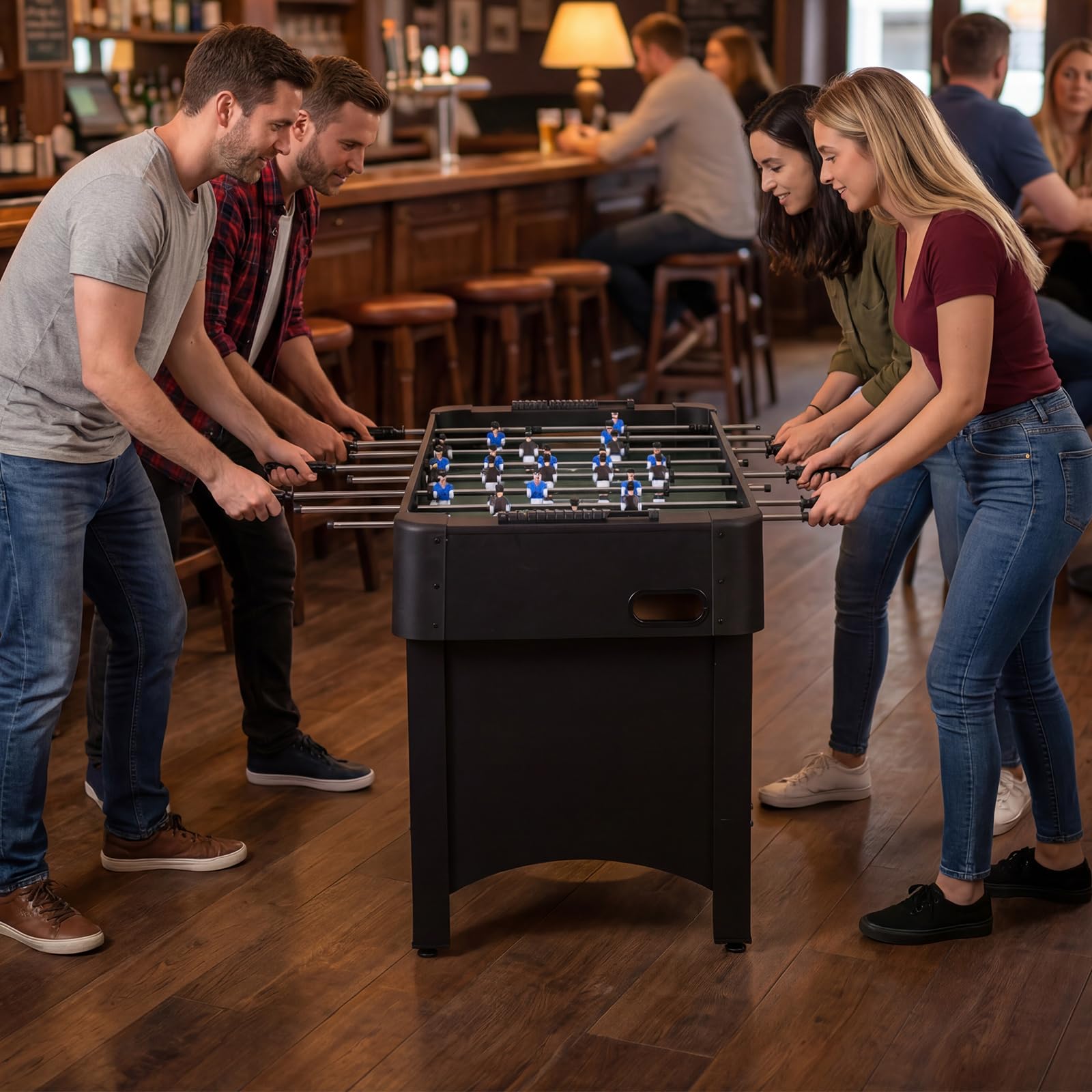 COSTWAY Mesa de Futbolín, Mesa de Juego de Fútbol con Patas, 22 Jugadores, 2 Pelotas y Marcadores Deslizantes, Set de Fútbol Arcade para Niños y Adultos, Salas de Juegos
