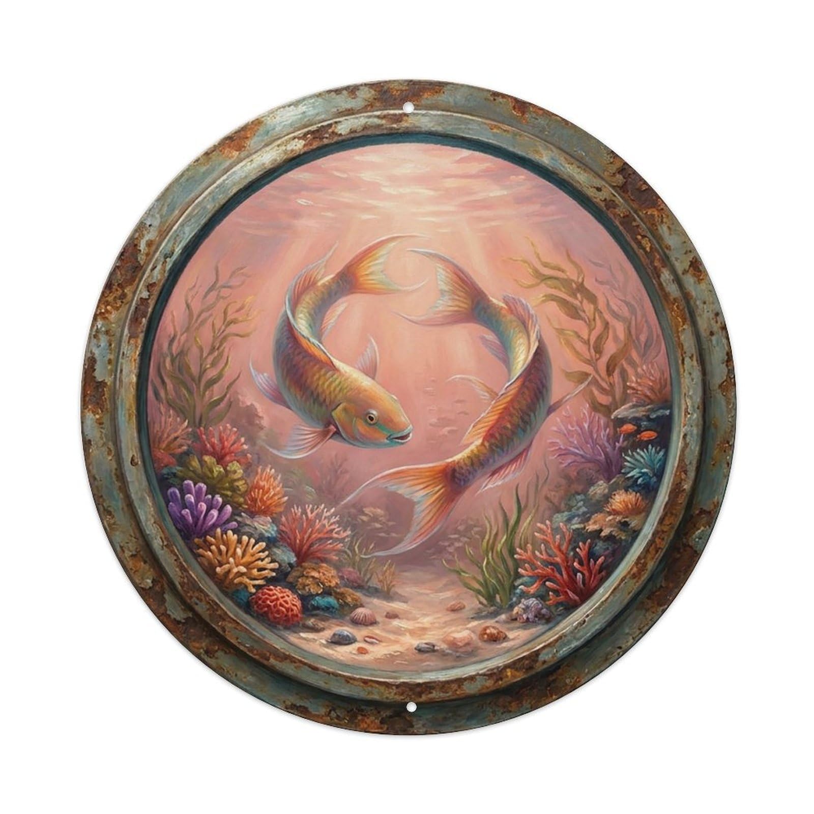 Vintage Porthole Mating Dance Ship Window Under Deep Metal Tin Sign