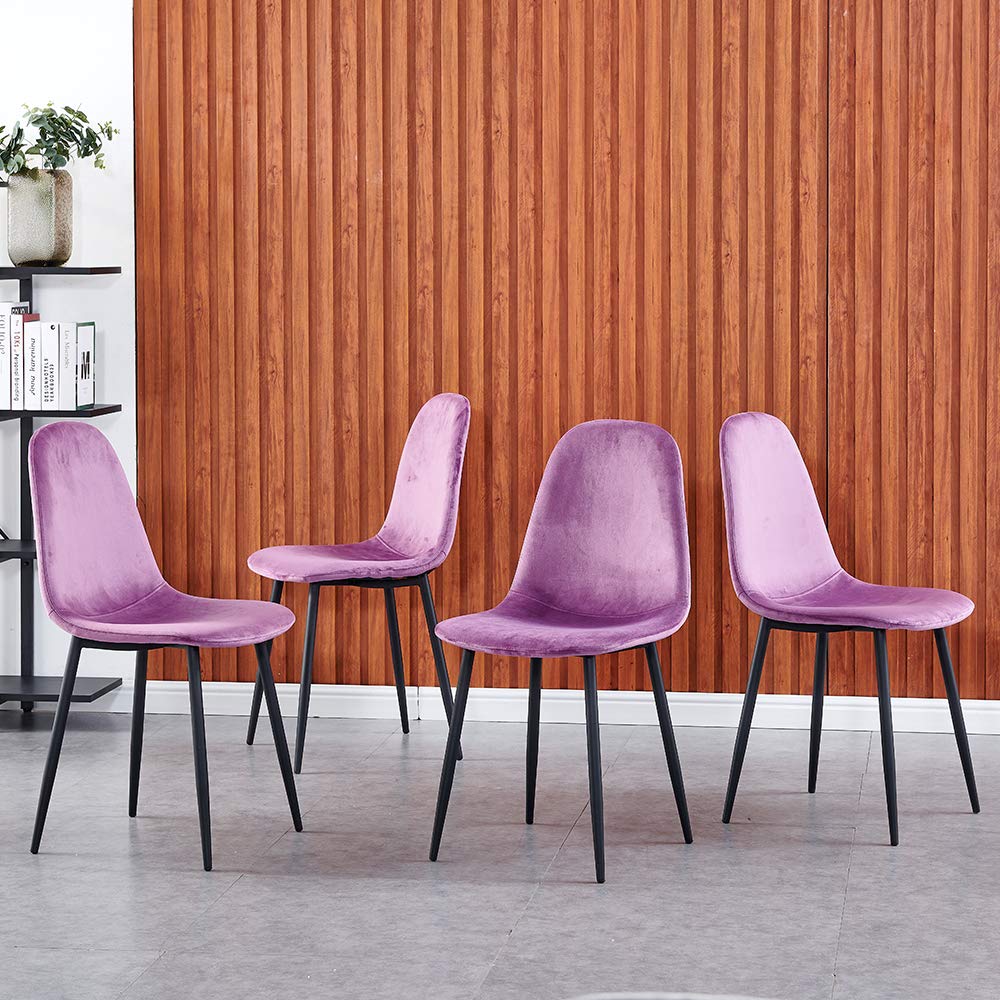 Buy Modern Dining Chairs Armless Set of 4 Grey Velvet Fabric