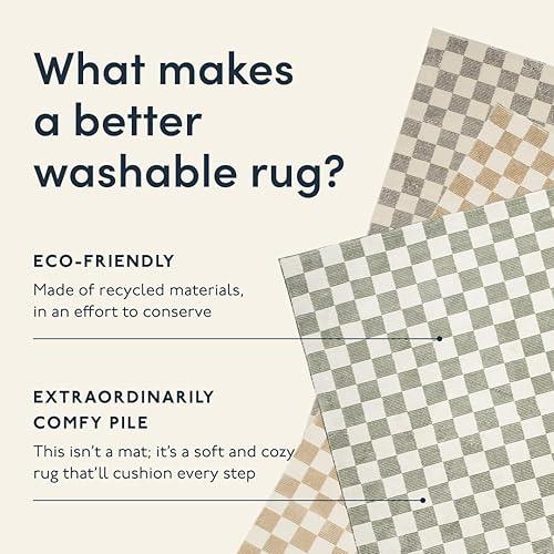 Miniatura 5 de Gambit - Alfombra a cuadros de 2 pies 7 x 9 pies, lavable a máquina, para pasillo y entrada, 100% reciclada, certificado Oeko-Tex, pelo mediano,
