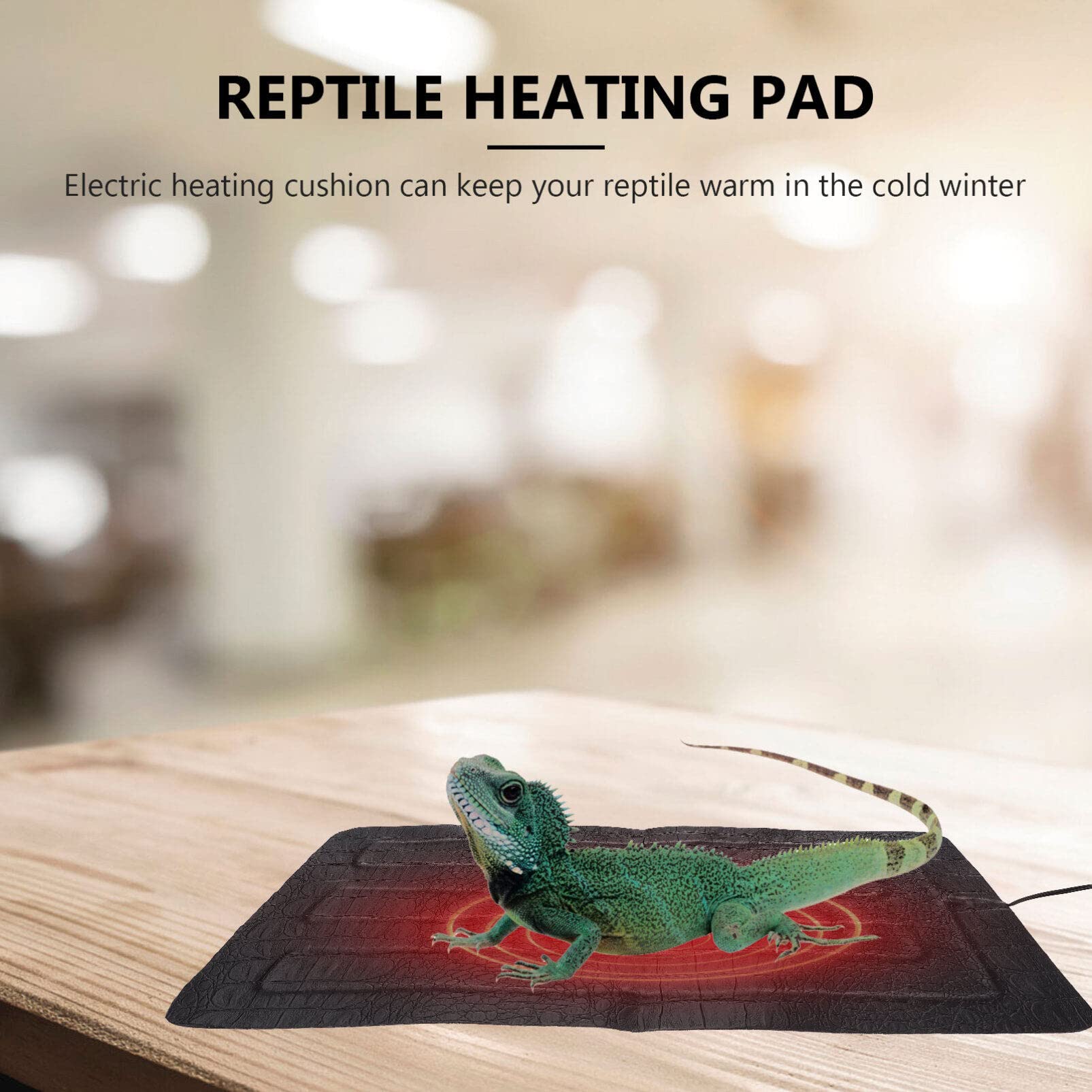 Mipcase Almohadilla Térmica Portátil para Reptiles y Pequeños Animales, de Cuero Negro Calefacción Eléctrica Ajustable para Usar al Aire Libre Terrarios