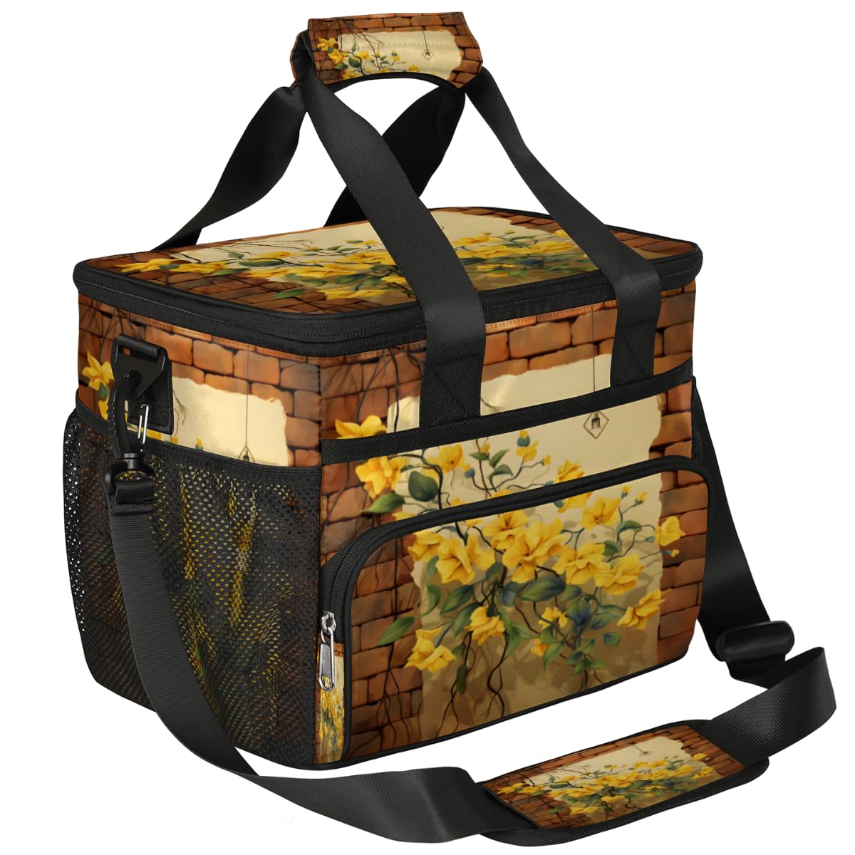Plant Insulated Picnic Backpack Lunch Box for Women Men Picnic Basket Tote Lunch Bag Picnic Bag Portable Lunch Bags for Picnic, Beach, Work, Trip,Office, Camp Flowers