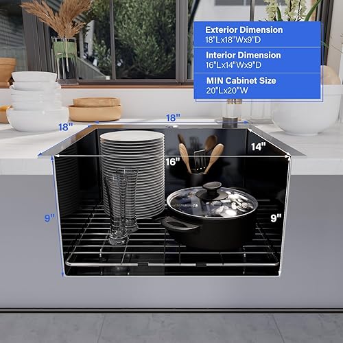 Miniatura 5 de Davivy Fregadero de cocina de montaje inferior, fregadero de acero inoxidable SUS304 negro bronce calibre 18 cuenco individual, fregadero de cocina