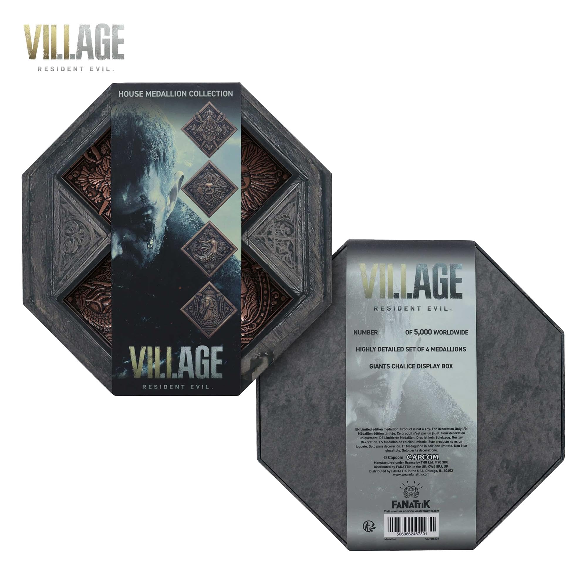 FANATTIK Resident Evil VIII - Villaggio Replica Casa Crest Medallion Collezione, Misura Unica, Plastica, Nessuna Pietra preziosa