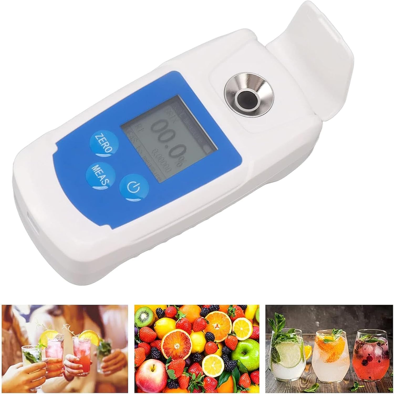 Digital Brix Refractometer, Fruit Sugar Meter with Backlit Display Screen, Automatic Temperature Compensation and 0-55% Test Range, High Measurement Accuracy and Easy to View, for Food, Beverage
