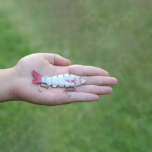 Miniatura 4 de EXAURAFELIS 5 piezas de señuelos de pesca multiarticulados para lubina, trucha, perca, hundimiento lento, kit de señuelos de pesca realistas,