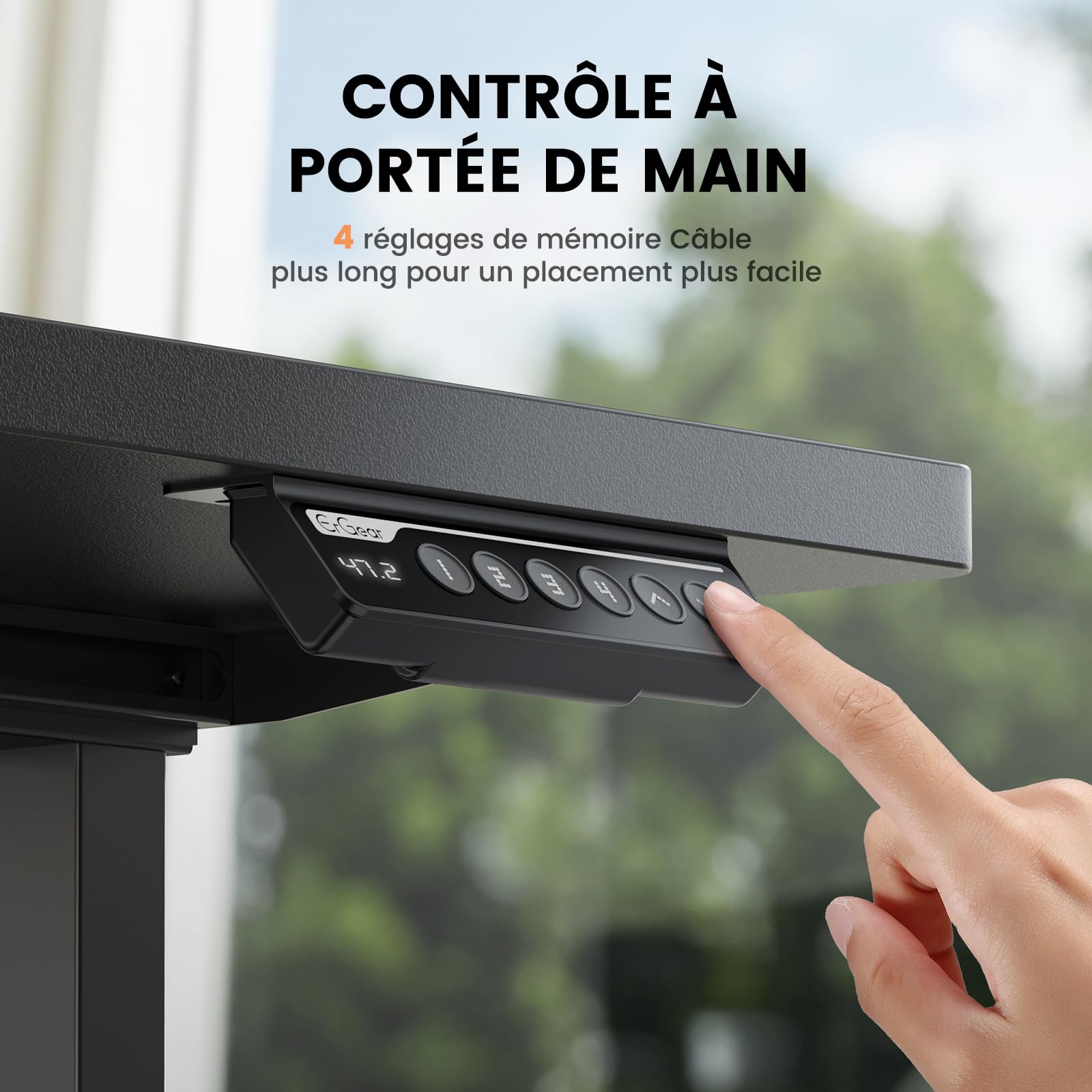 ErGear Bureau Assis Debout Électrique à 2 Moteurs, Bureau Réglable en Hauteur, 4 Contrôles de Mémoire, Supportant Jusqu'à 120 kg, Cadre en Acier Robuste (Noir)