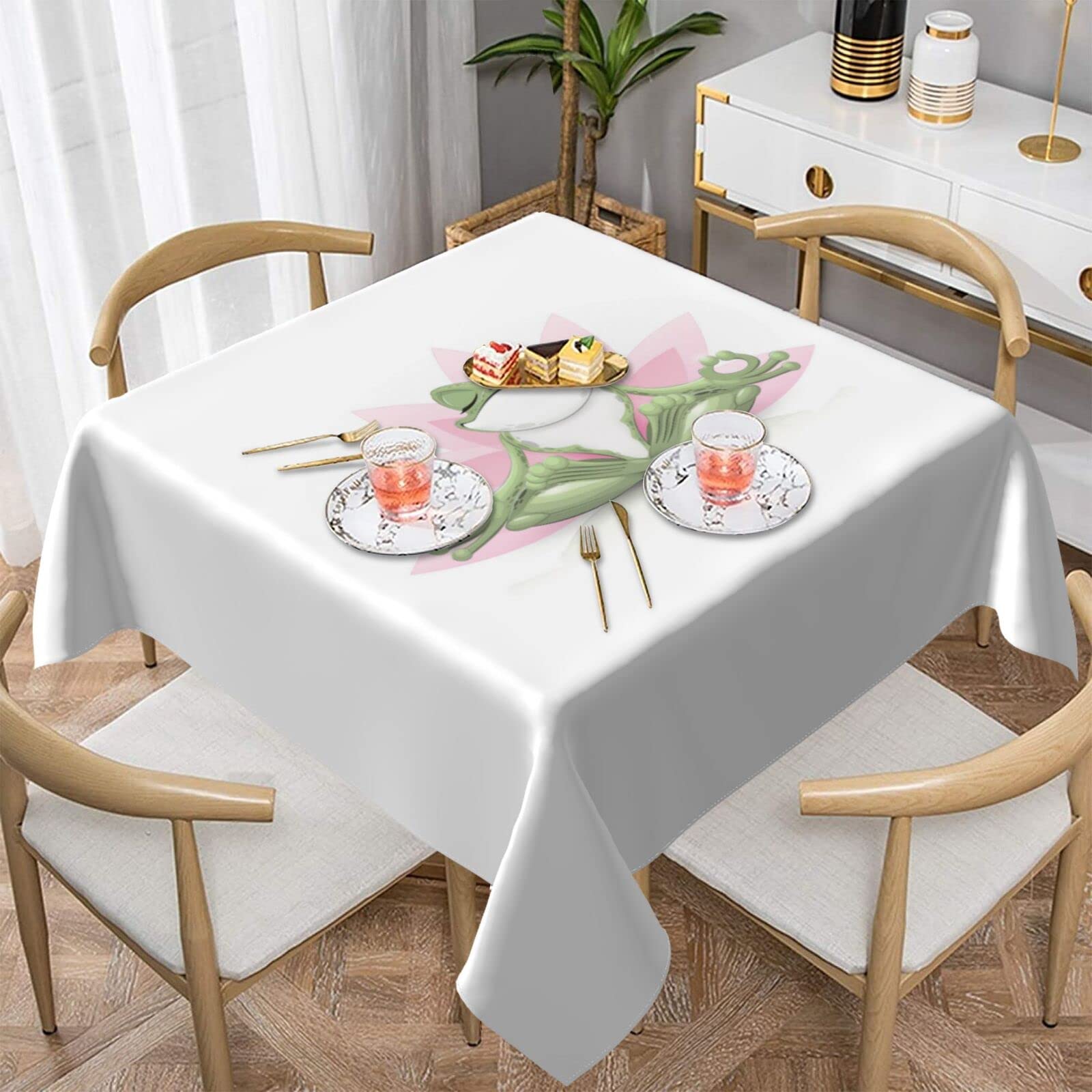 Nappe grenouille yoga carrée pour table de cuisine et salle à manger tendance