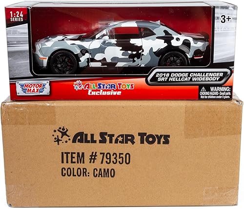Miniatura 9 de All Star Toys Exclusivo Dodge Challenger SRT Hellcat Widebody Camuflaje 124 Diecast Modelo Motormax 79350 Camo V.2
