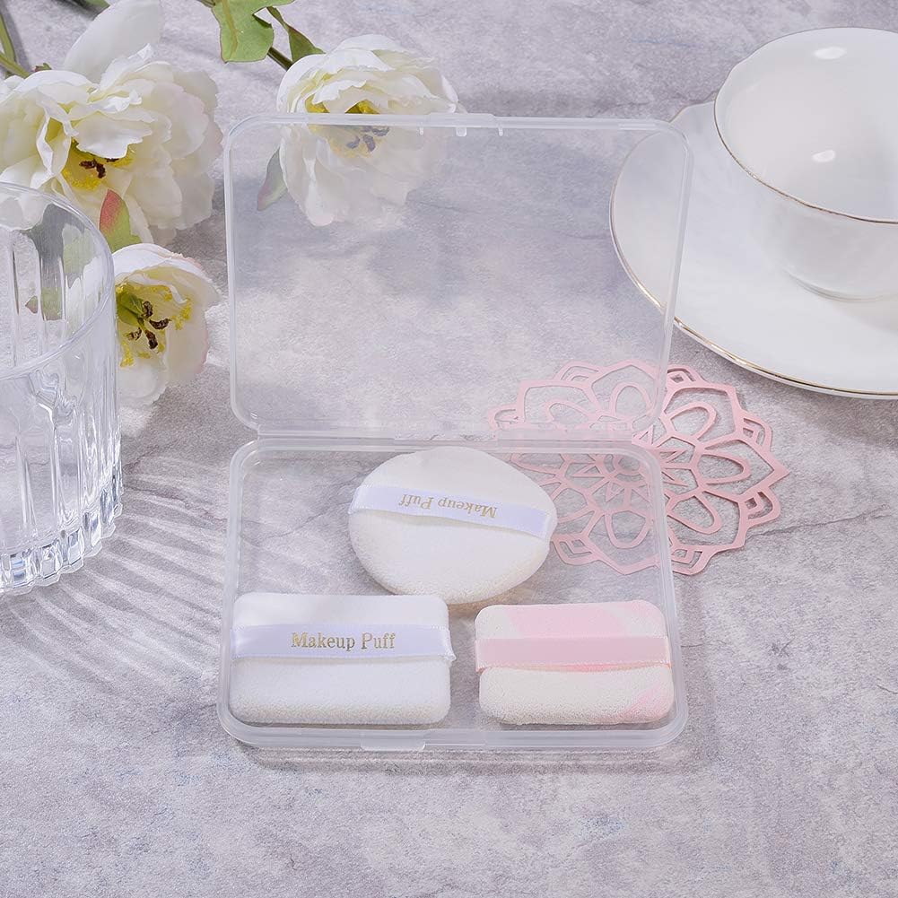 BENECREAT 6 Pack 4.9x4.4x0.43 Inches Rectangle Clear Plastic Bead Storage Containers Box Drawer Organizers with Lid for Beads Cards and Other Craft Accessories