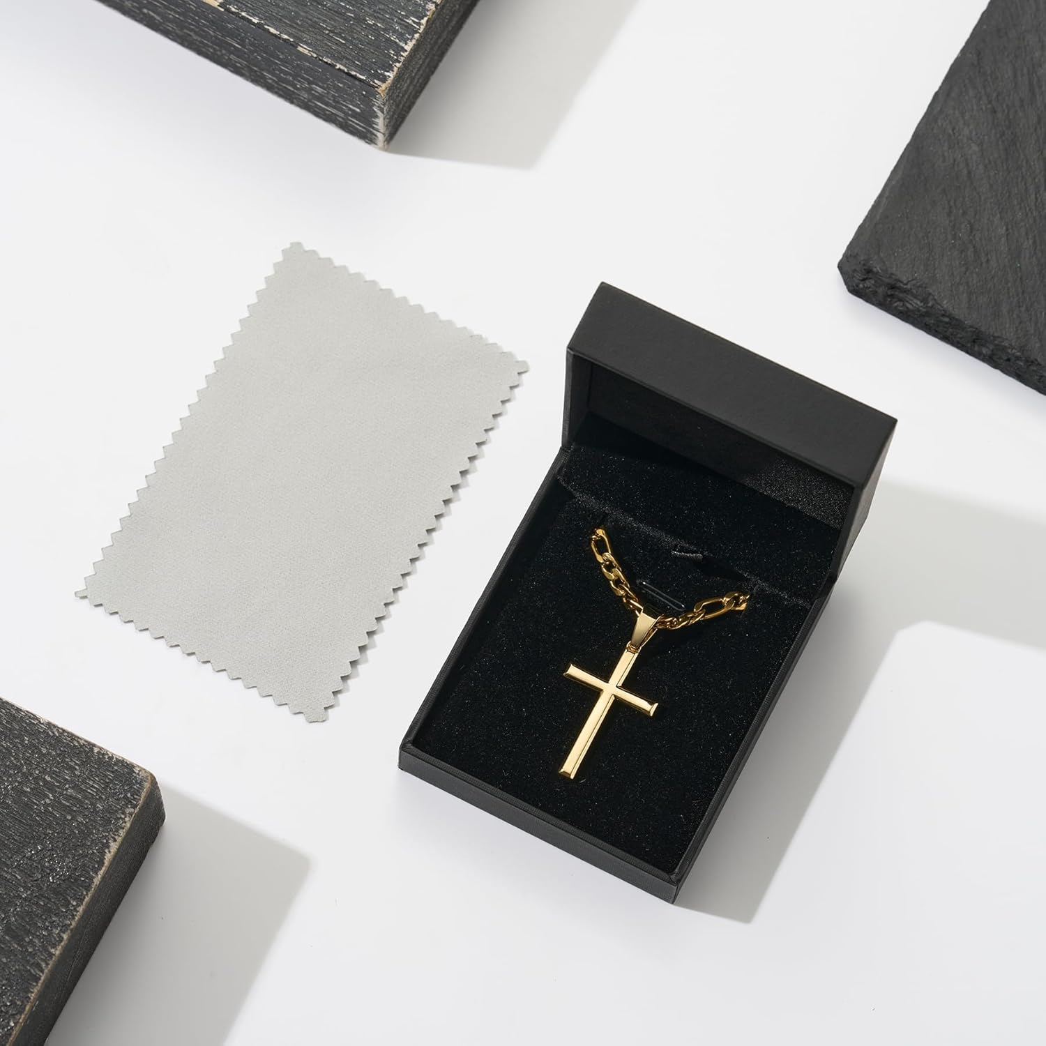 SWEETV 18K Gold Over 925 Sterling Silver Cross Necklace for Men/Women, Stainless Steel Cuban/Rope Chain Cross Pendant 18-24 inch, Religious Jewelry Gifts for Men - Image 6