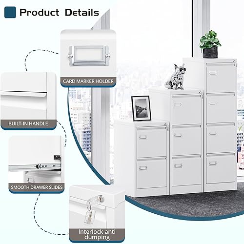 Miniatura 38 de MIIIKO Archivador de 3 cajones sobre ruedas, gabinete de archivos móvil para oficina en casa debajo del escritorio, archivadores de metal Negro