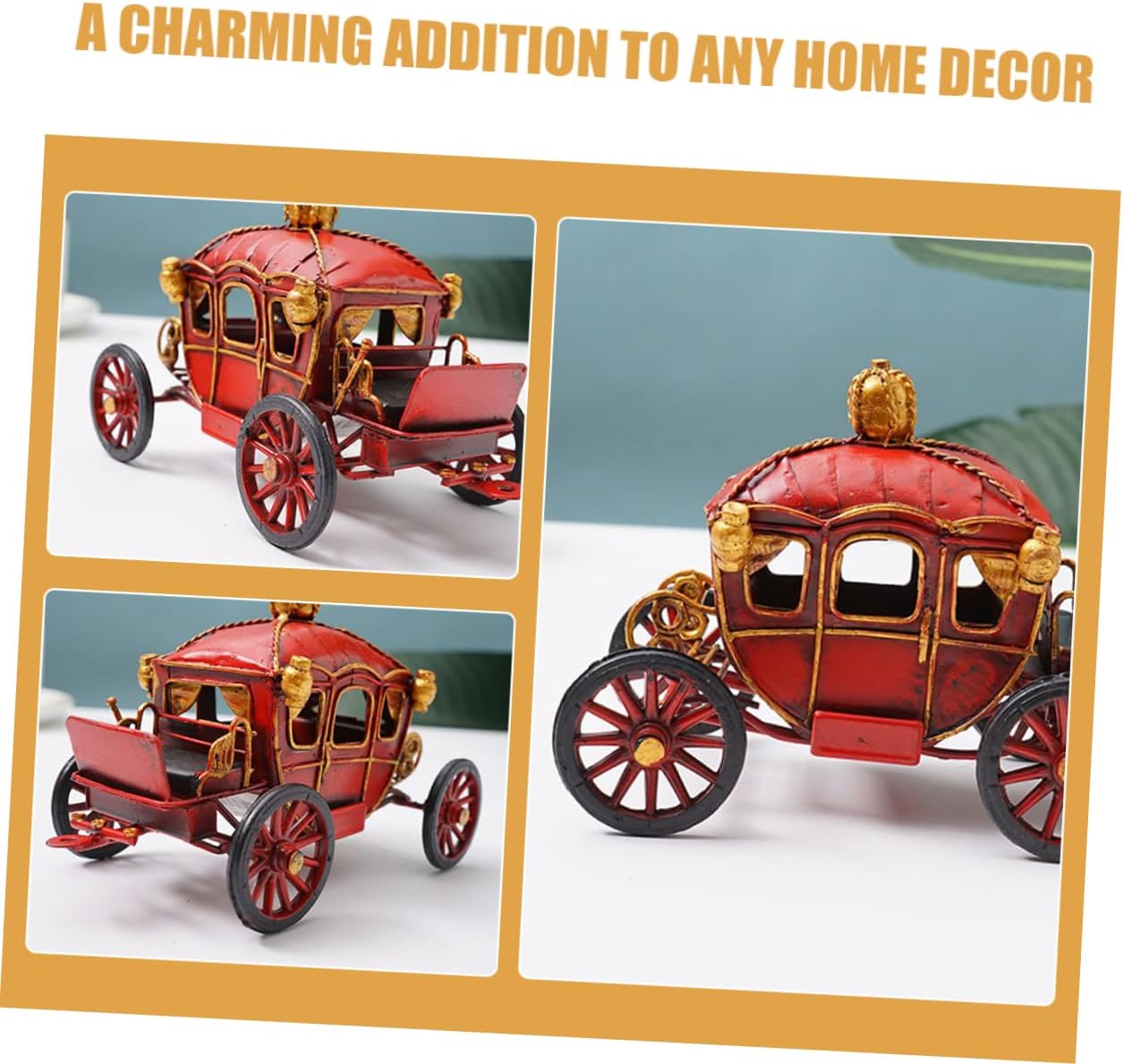 Metal Vintage Pumpkin Carriage Model Classic Home Office Decor Unique Desktop Decoration