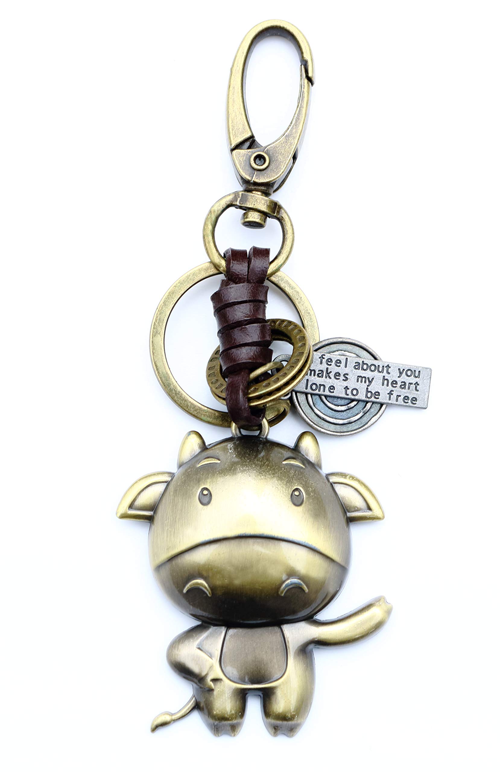 Auprafunny Cow Keyring Gift Idea Women And Men Leather New