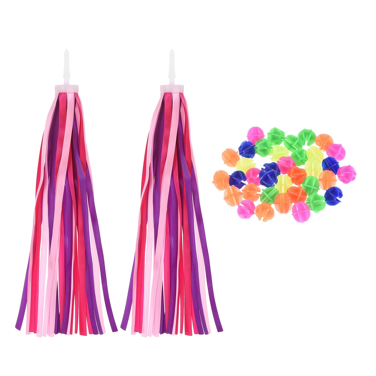 YELARXI Bike Streamers, Handlebar Tassels Grips Ribbon Bike Accessories Decorations with Colorful Bicycle Spoke Oval Decor Bead for Bicycle Tricycle Scooter Handgrip, Red