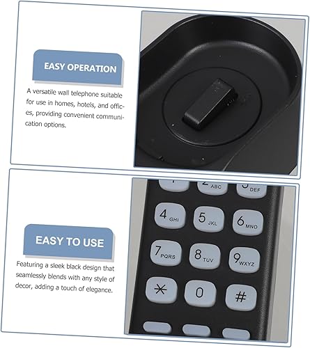 Miniatura 5 de Uonlytech Teléfono de pared del hogar Mini teléfono para teléfonos fijos de oficina en casa para el hogar Negro