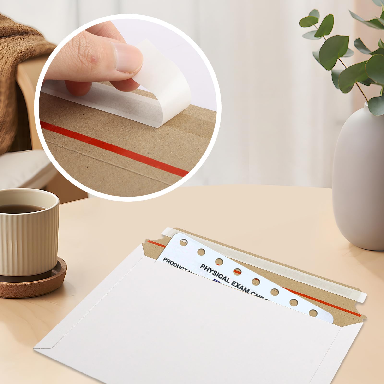 CYEER 50 PCS A4 Envelopes Peel and Seal, 350x285mm White C4 Cardboard Envelopes, A4 Hardback Letter Envelope, White Large Envelope for Mailing Posting Shipping & Storing Documents - Image 3