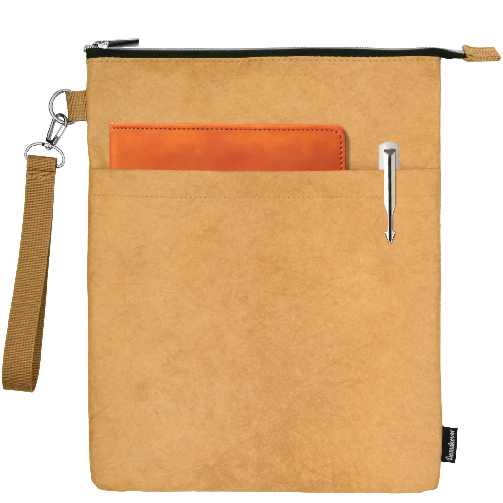 Book Sleeves with Zipper, Travel Book Waterproof Protector Pouch for Hardcover Books, Book Covers Bags Carry Case/Front Pocket & Handle Strap for Book