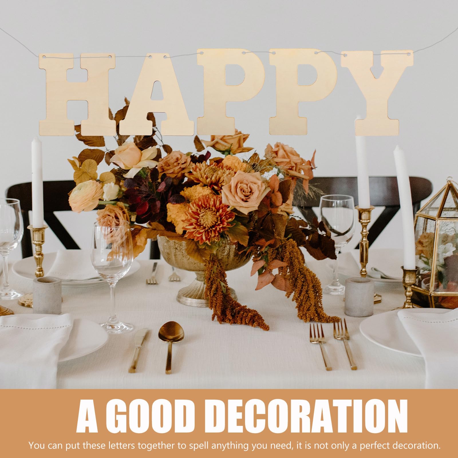 GLEAVI 66 Piezas Letras Decorativas de Madera para Manualidades Letra Beige de Madera para Carteles y Placas para Estudiantes DIY