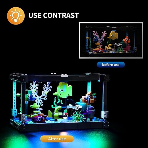 Miniatura 4 de Vaodest Luz LED para Lego 31122 Fish Tank Creator Modelo 3 en 1, diseño y configuración compatible con el modelo 31122 (solo luz LED, no kit de