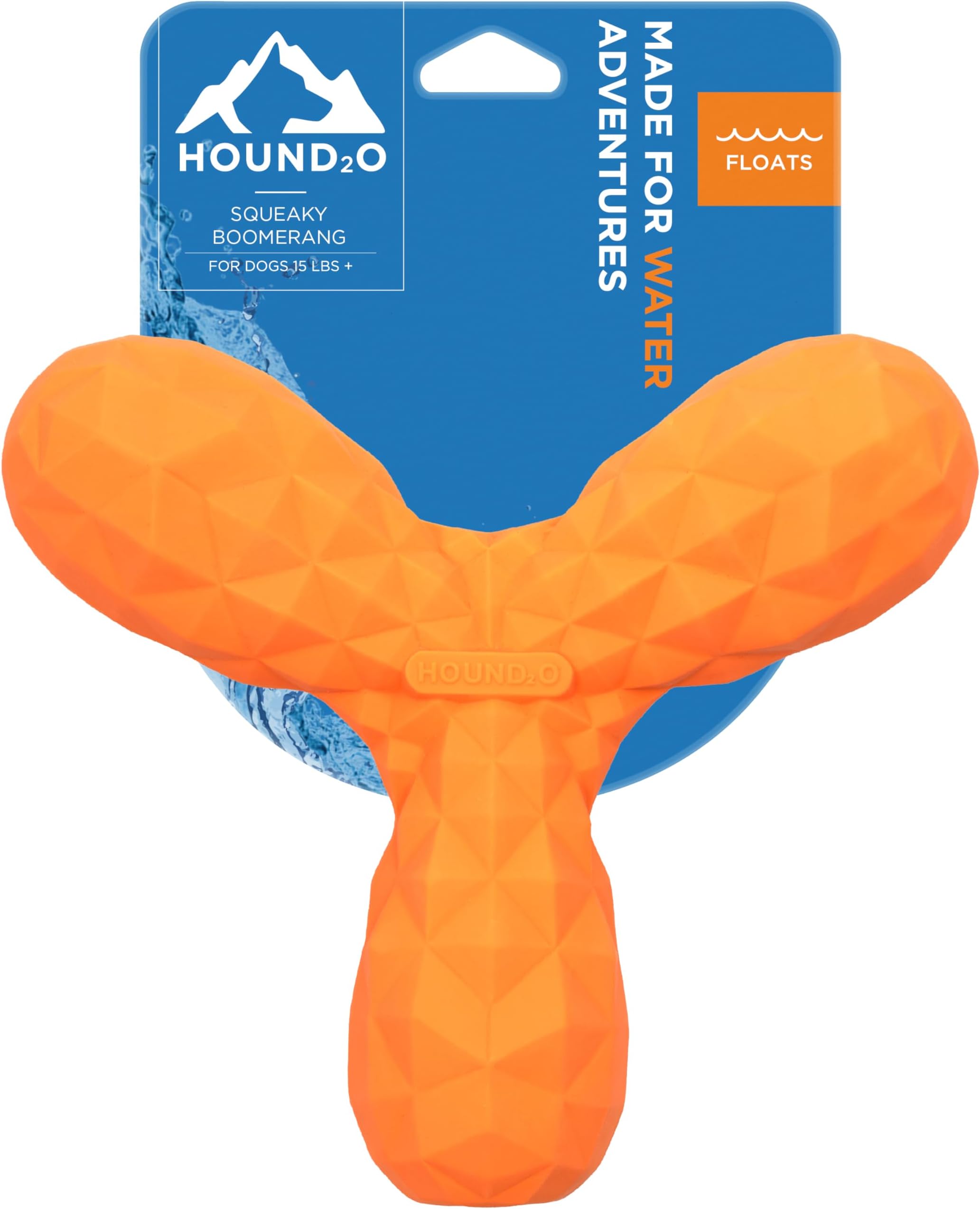 Playology HOUND2O Dog Toys | Squeaky Boomerang Floating Outdoor Toy for Dogs | Bright Orange Dog Fetch Toy with Squeaker