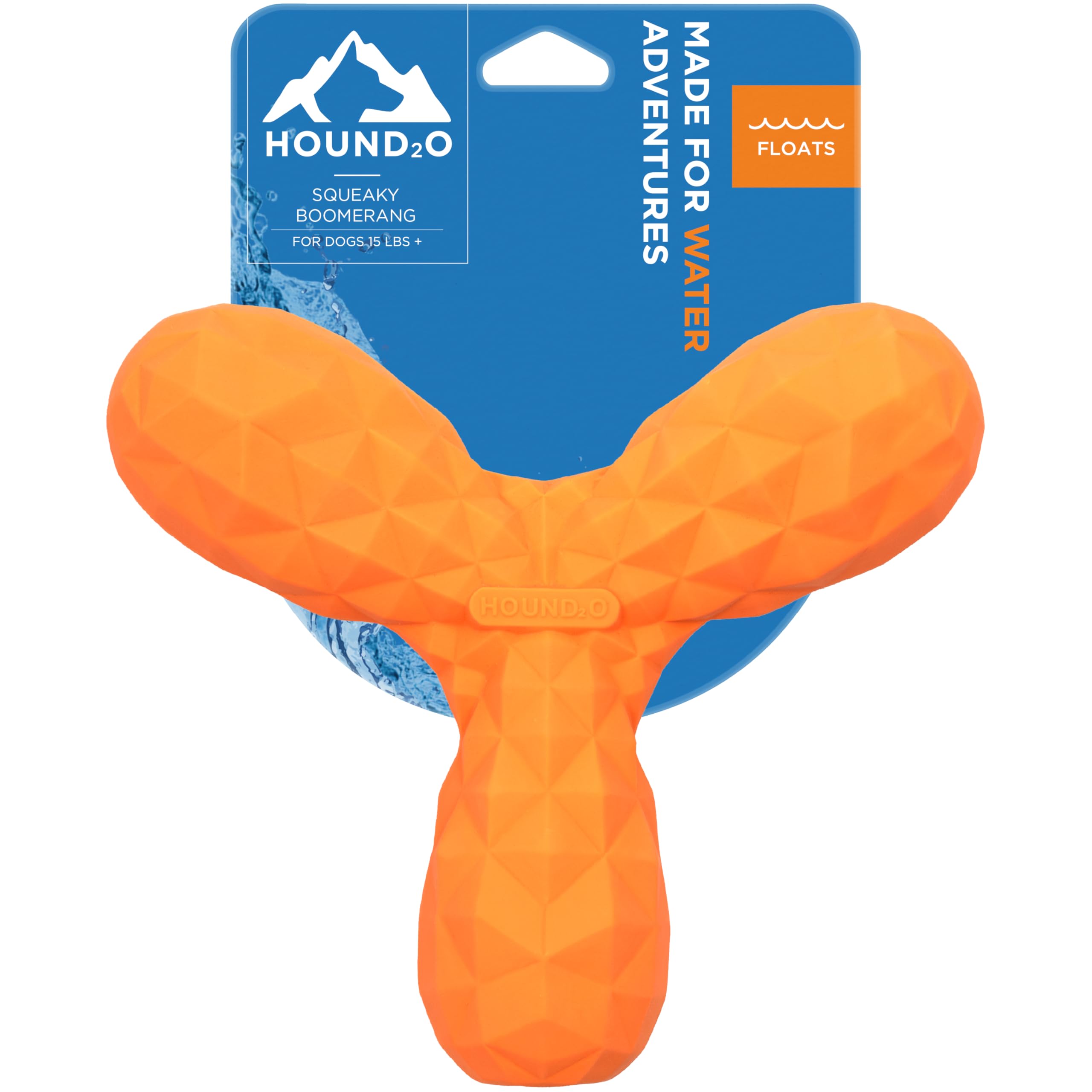Playology Hound2O Dog Toys | Squeaky Boomerang Floating Toy for Dogs | Orange Outdoor Toy - Easy to Clean and Made from Non Toxic Materials