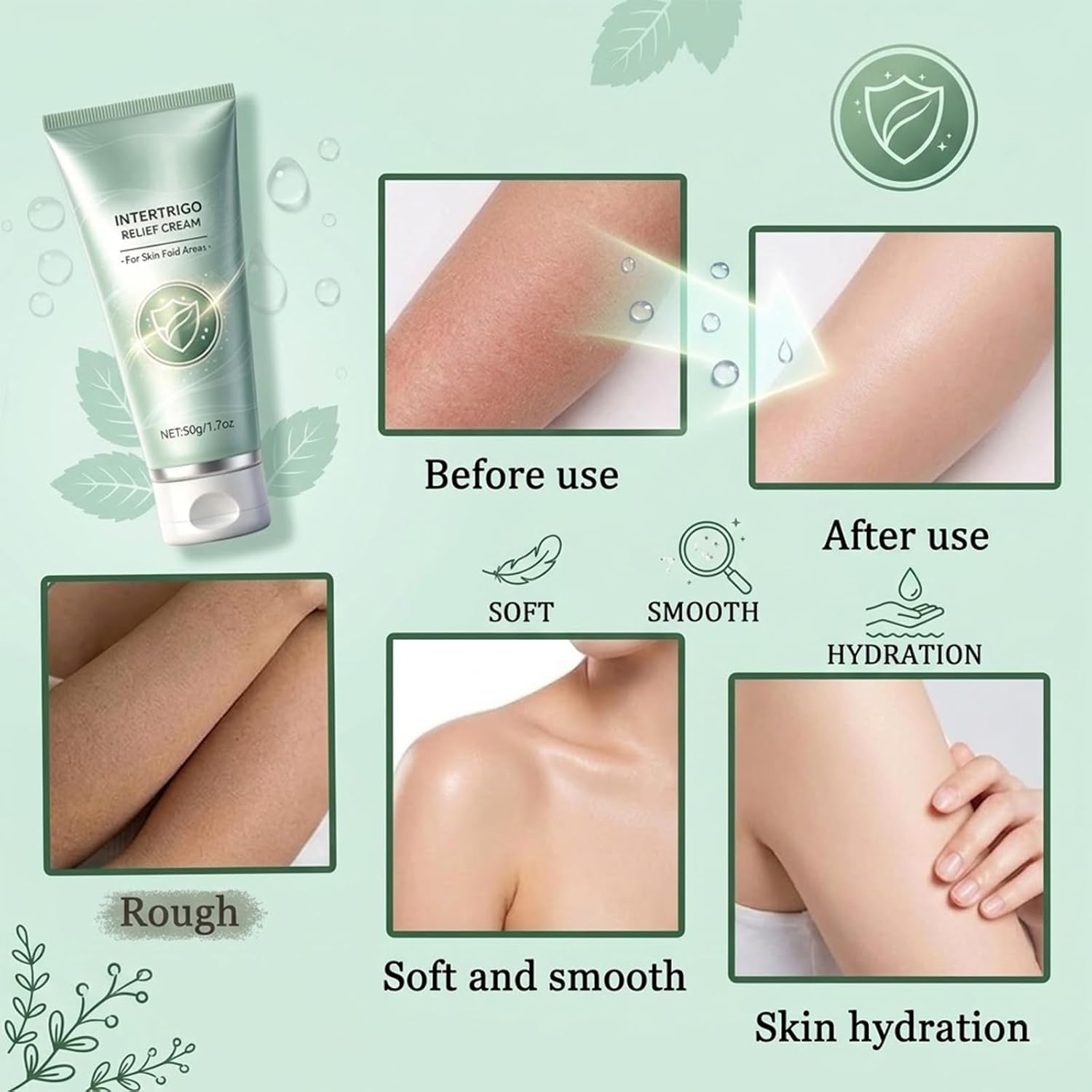 3PCSIntertrigo Cream, Skin Fold Care Cream with Moisture Barrier, Fast-Drying Non-Greasy Formula Soothes Irritated Skin for Daily Skin Care (3 oz, Pack of 3)
