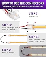 Vista 6 de HitLights El kit de conector de tira LED de 2 pines y 0.394 in incluye conector sin huecos, conectores de puente, conector de coleta, hembra de CC