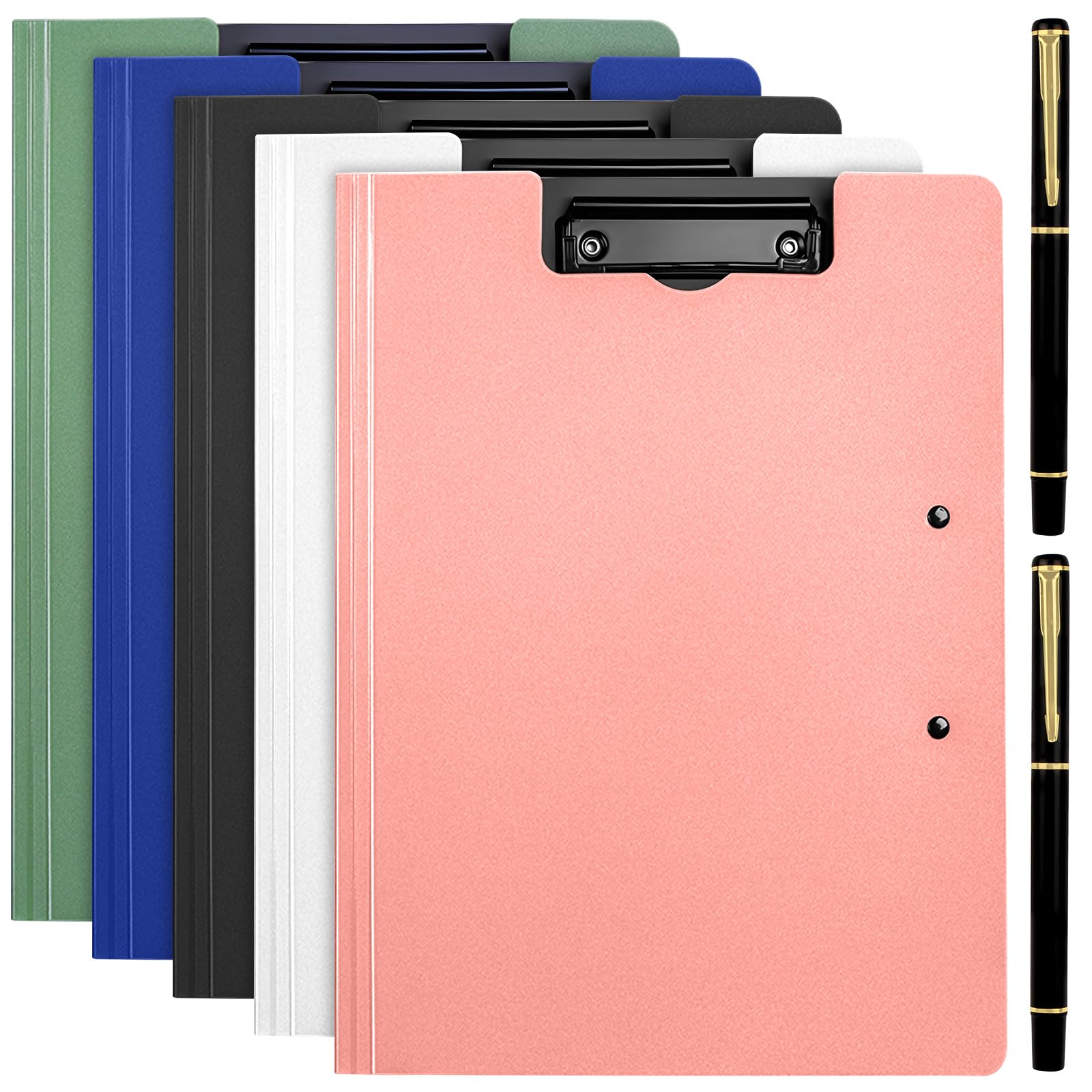 5 Pack Clipboard A4 Folder Clipboard with Storage Clip Boards A4 with Cover Document Organiser with Pen Holder Clipboards for Office School Students Supply - 5 Color
